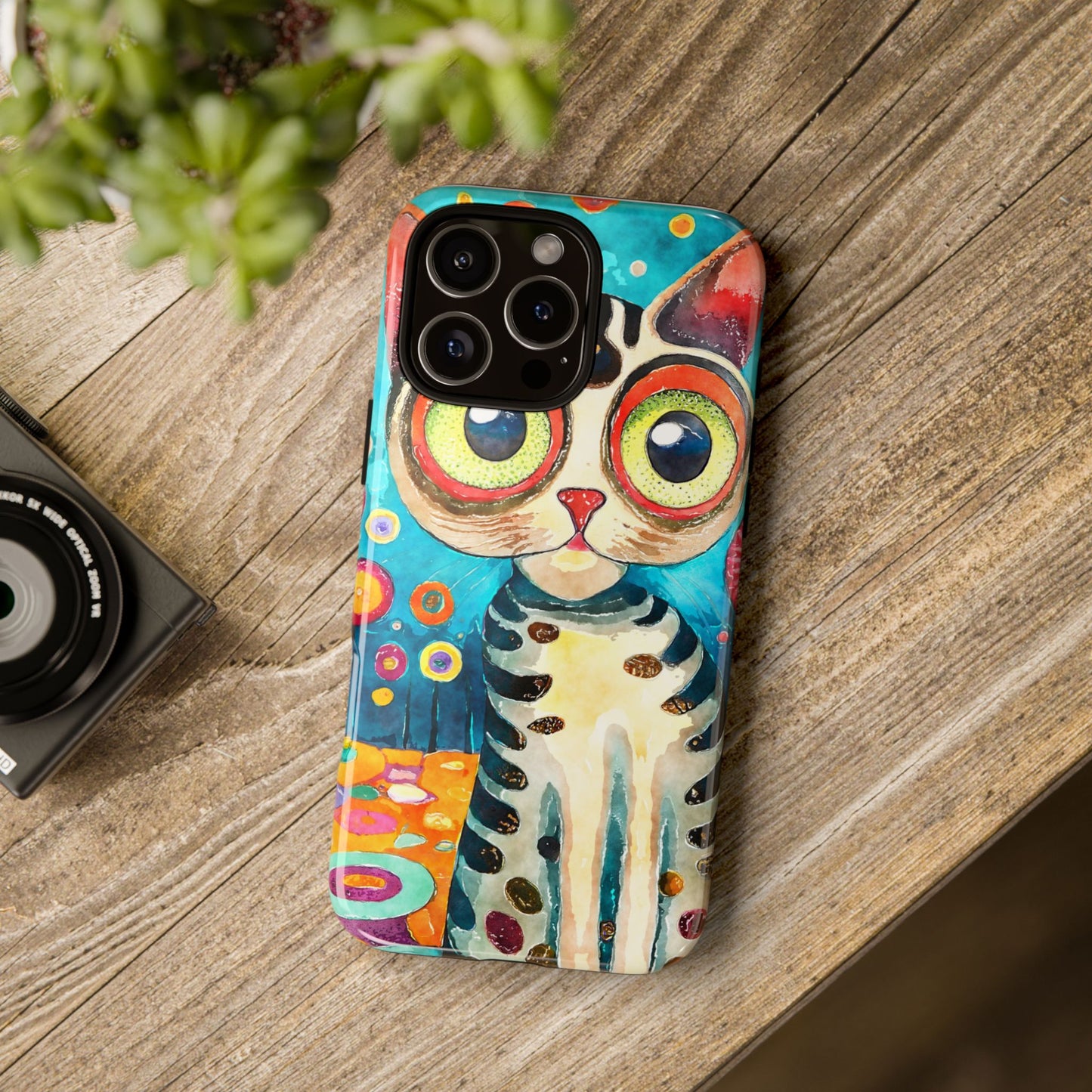 Here Kitty Kitty, Colorful Cat Phone Case - Unique Artistic Design for Cat Lovers