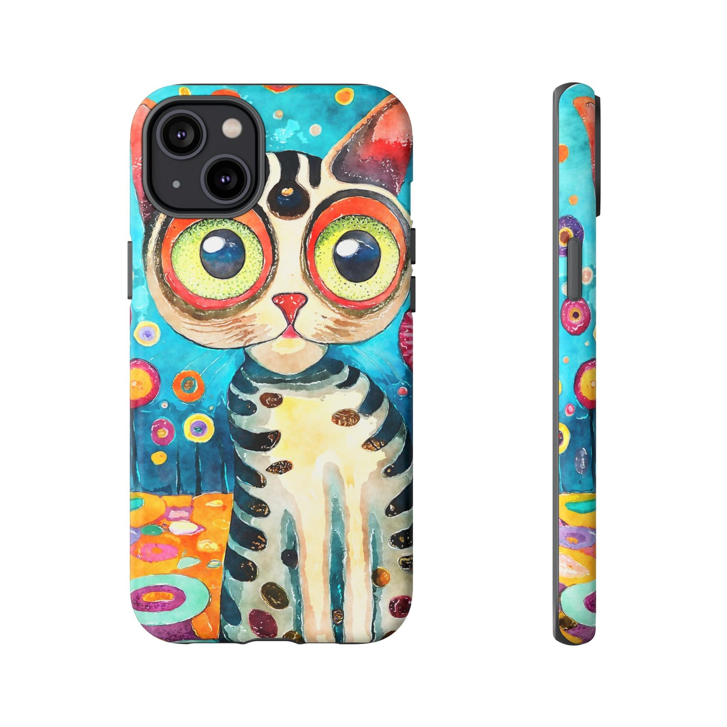 Here Kitty Kitty, Colorful Cat Phone Case - Unique Artistic Design for Cat Lovers