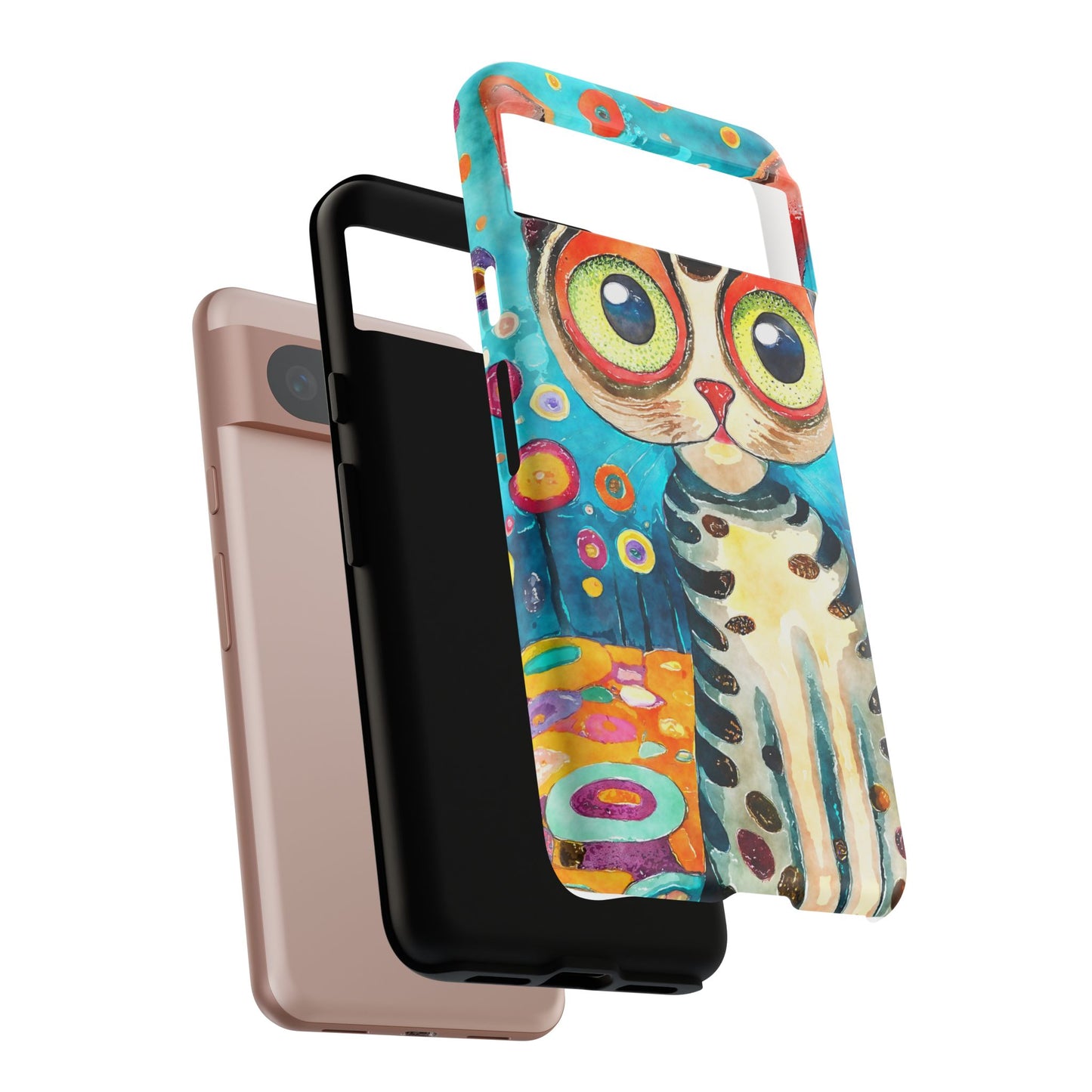 Here Kitty Kitty, Colorful Cat Phone Case - Unique Artistic Design for Cat Lovers