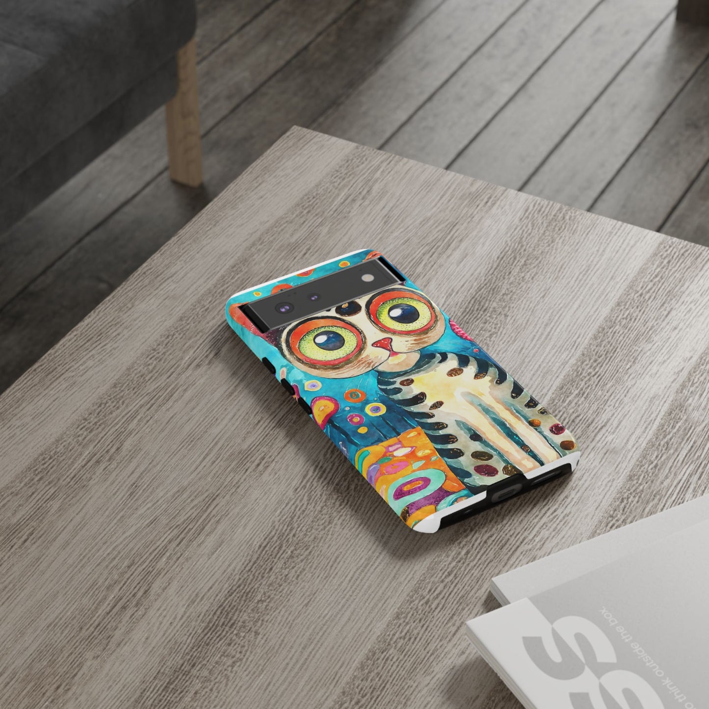 Here Kitty Kitty, Colorful Cat Phone Case - Unique Artistic Design for Cat Lovers