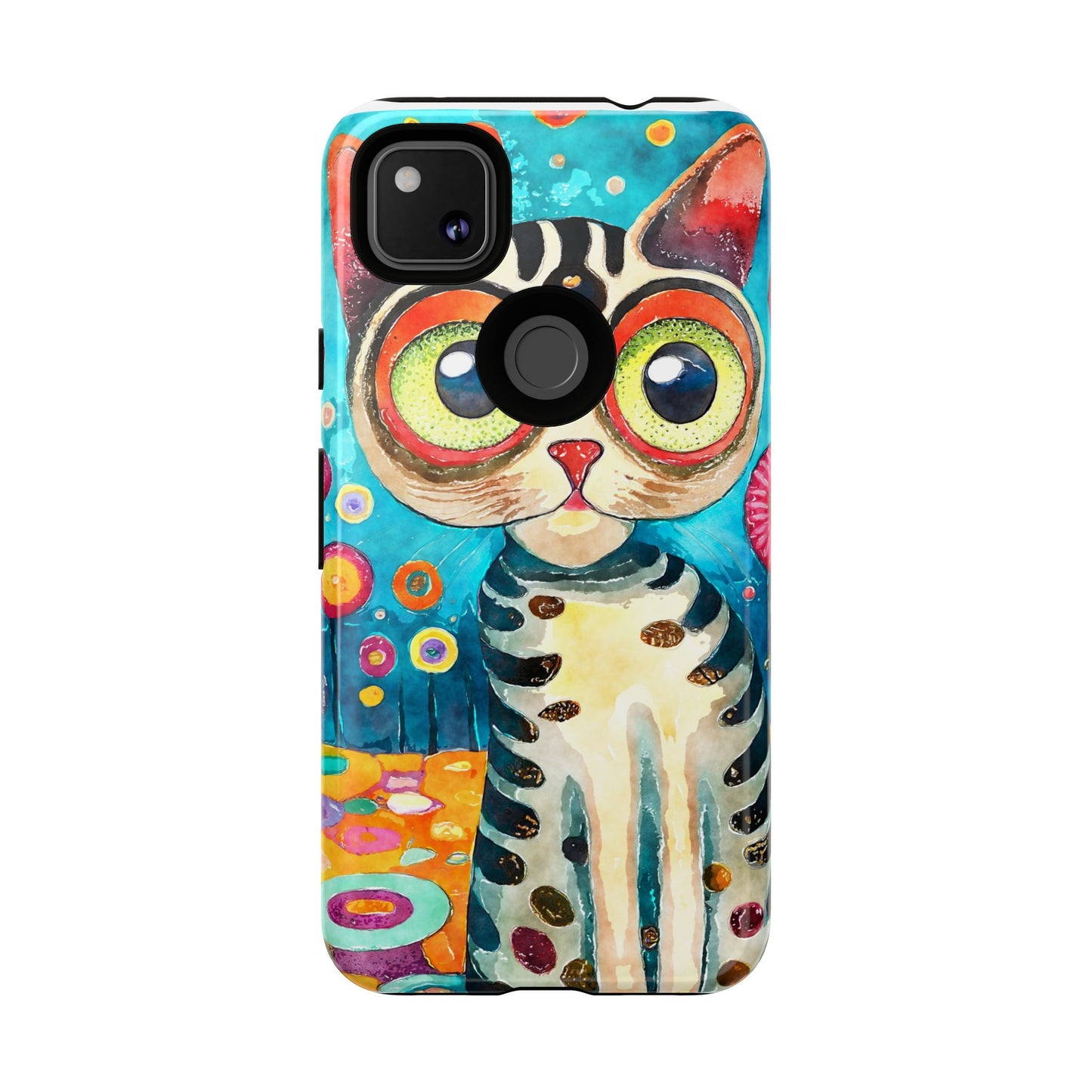 Here Kitty Kitty, Colorful Cat Phone Case - Unique Artistic Design for Cat Lovers