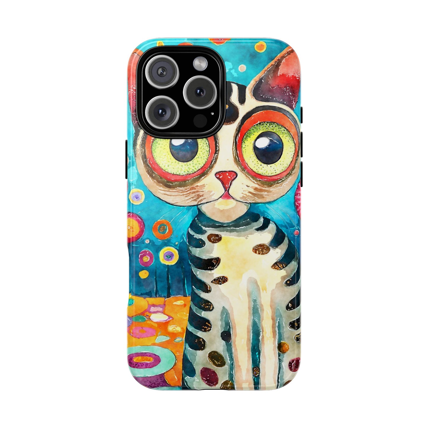 Here Kitty Kitty, Colorful Cat Phone Case - Unique Artistic Design for Cat Lovers