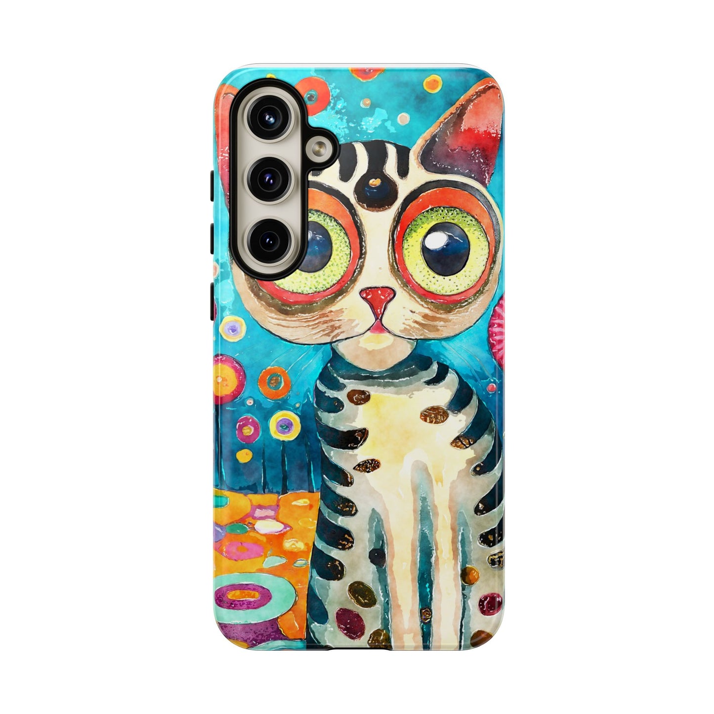 Here Kitty Kitty, Colorful Cat Phone Case - Unique Artistic Design for Cat Lovers