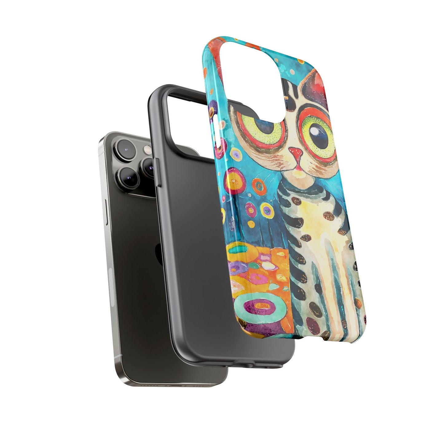 Here Kitty Kitty, Colorful Cat Phone Case - Unique Artistic Design for Cat Lovers