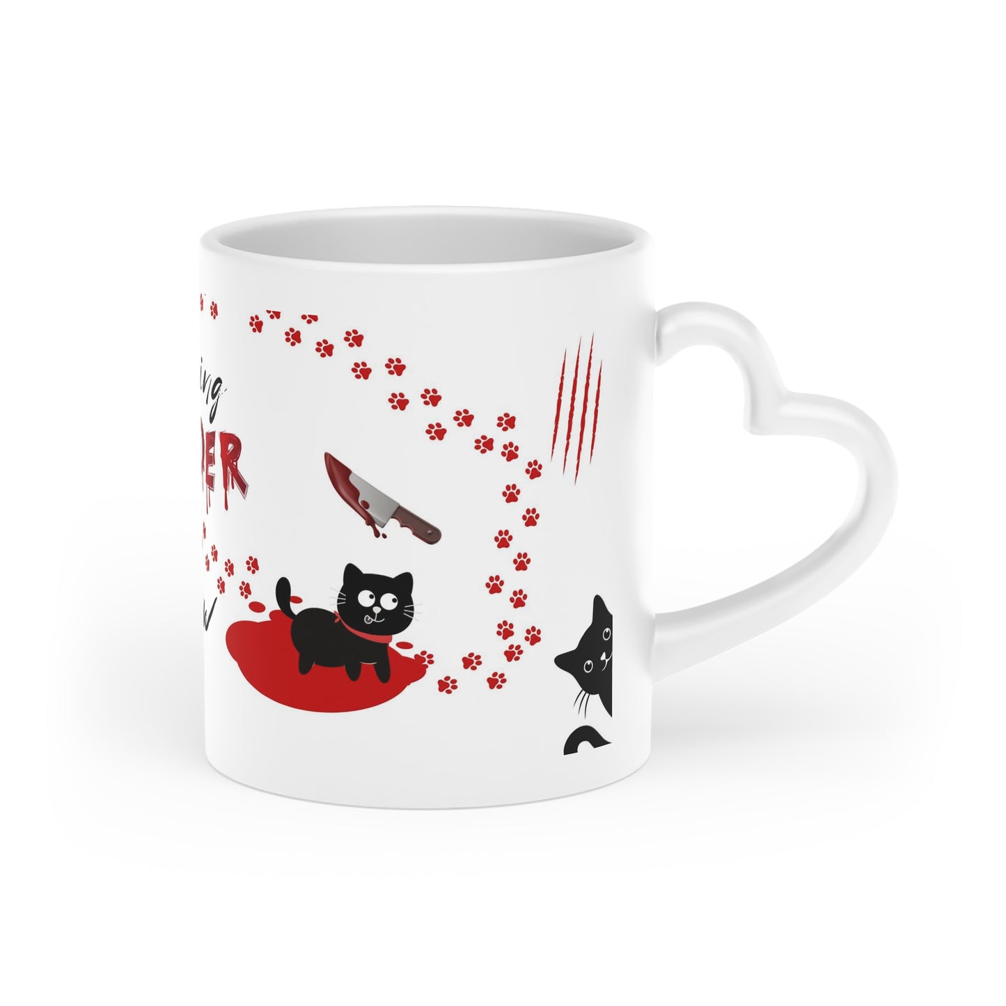 Morning Murder Meow Heart-Shaped Mug