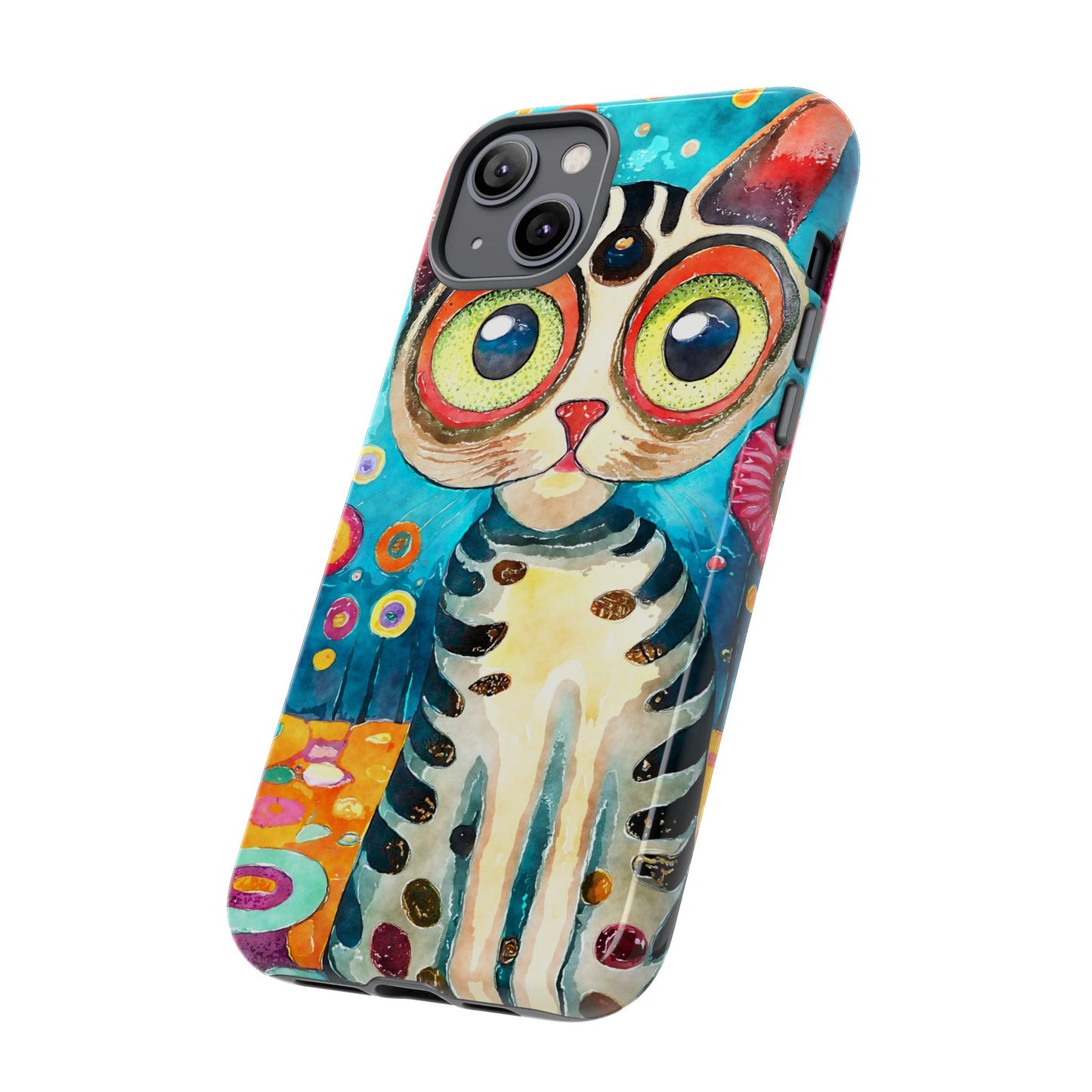 Here Kitty Kitty, Colorful Cat Phone Case - Unique Artistic Design for Cat Lovers