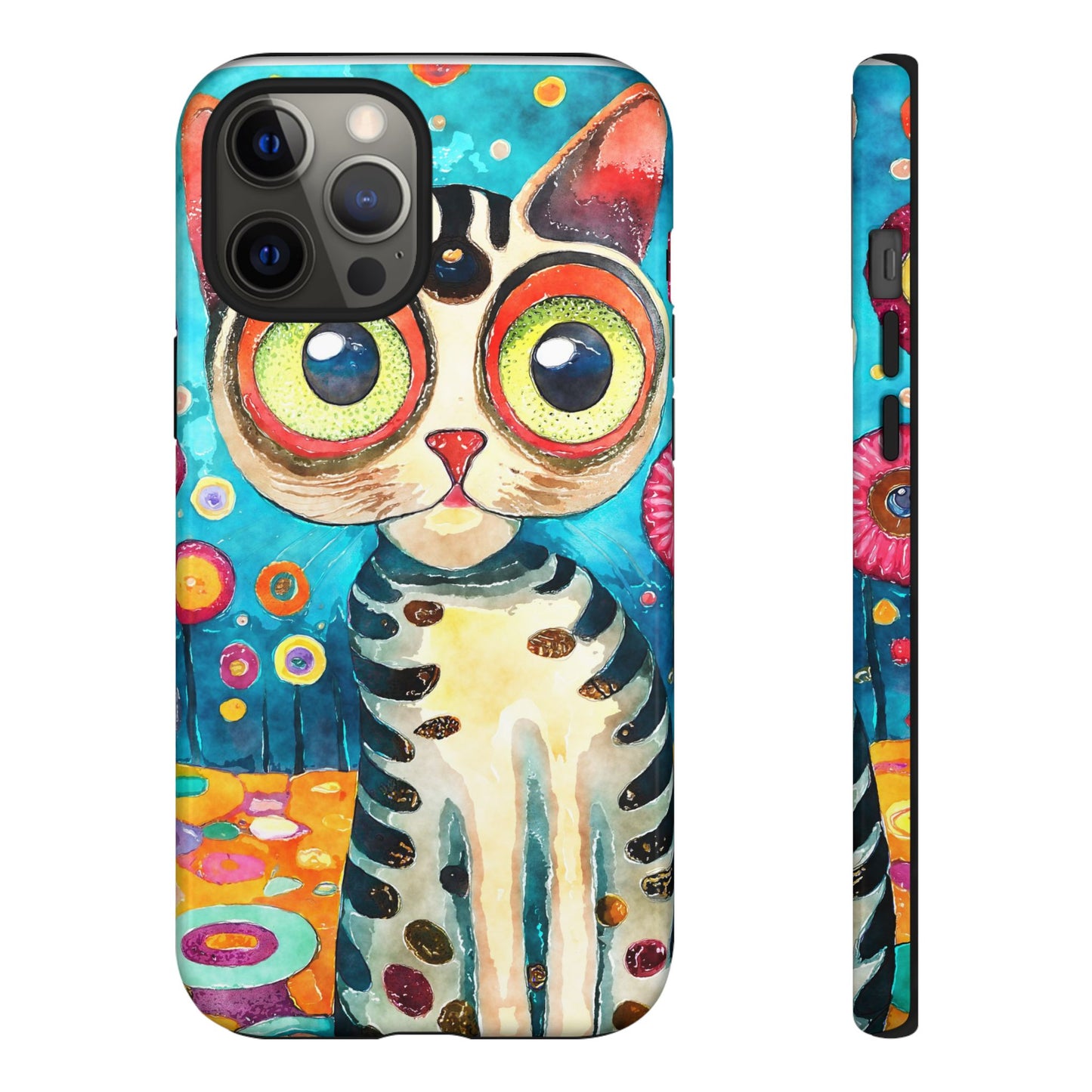 Here Kitty Kitty, Colorful Cat Phone Case - Unique Artistic Design for Cat Lovers