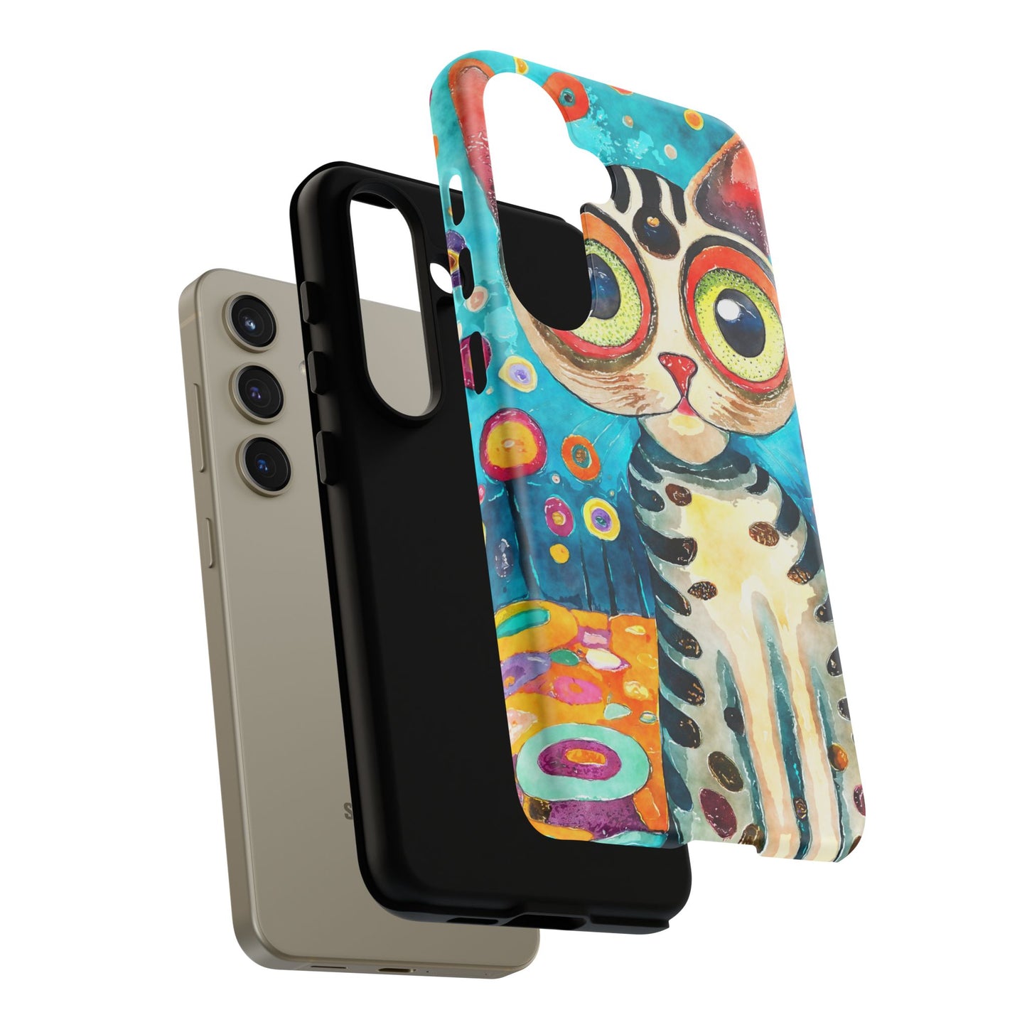 Here Kitty Kitty, Colorful Cat Phone Case - Unique Artistic Design for Cat Lovers