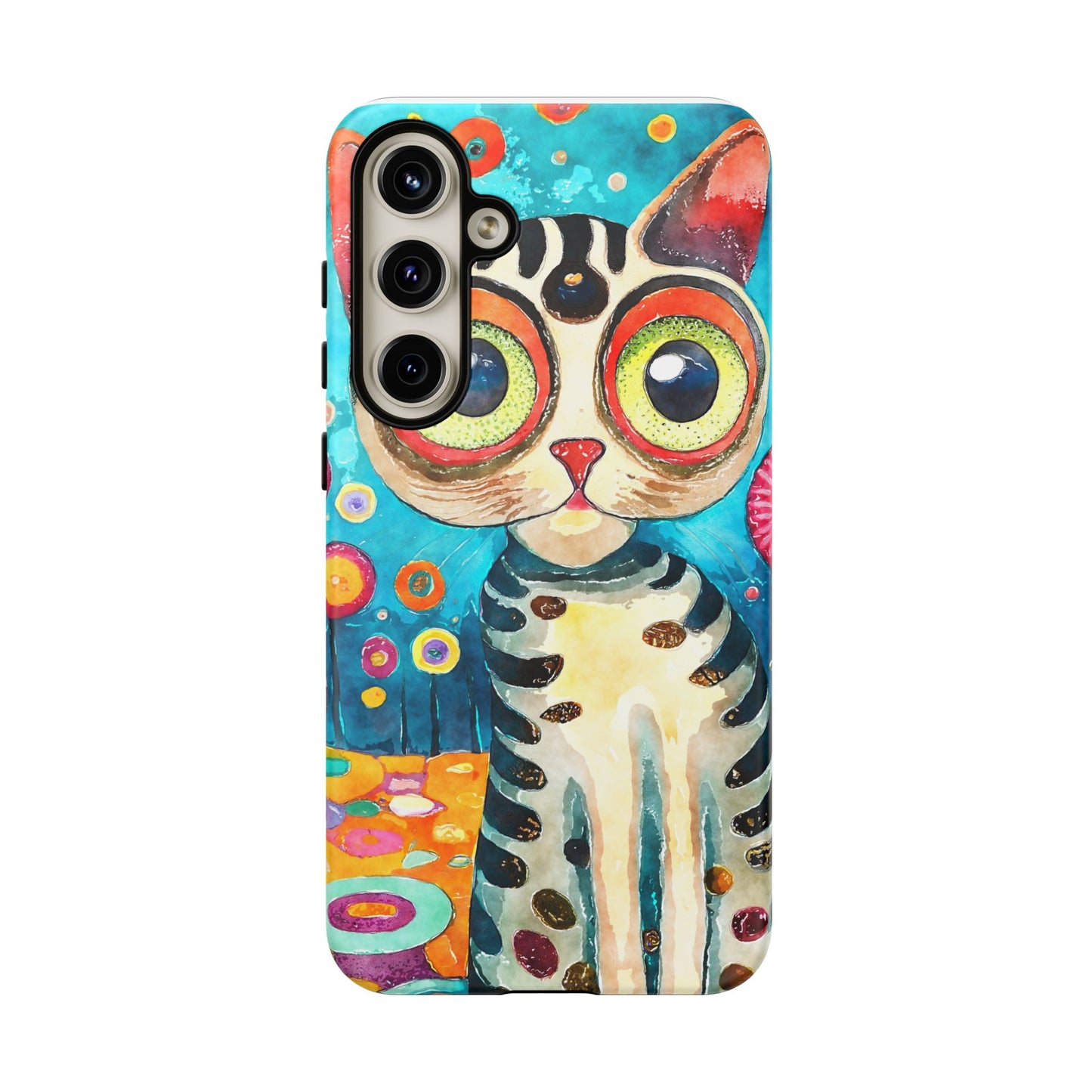 Here Kitty Kitty, Colorful Cat Phone Case - Unique Artistic Design for Cat Lovers