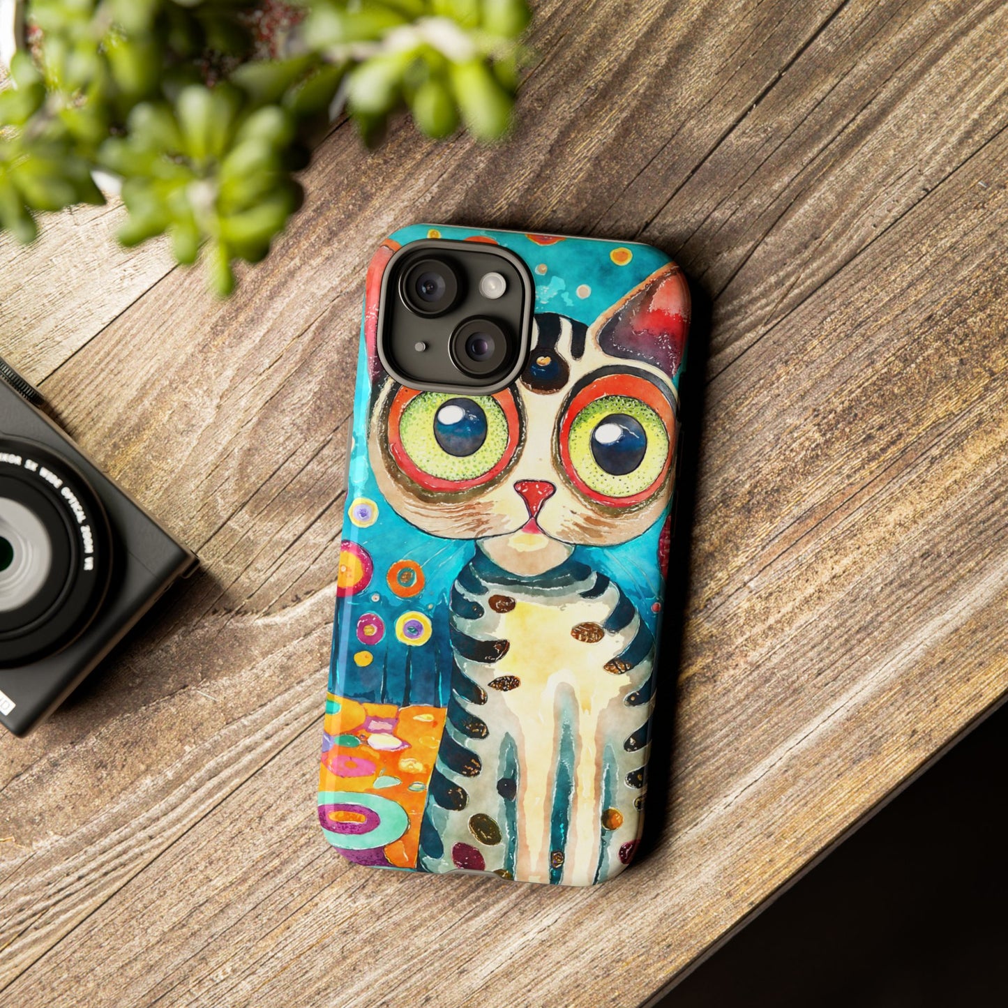 Here Kitty Kitty, Colorful Cat Phone Case - Unique Artistic Design for Cat Lovers