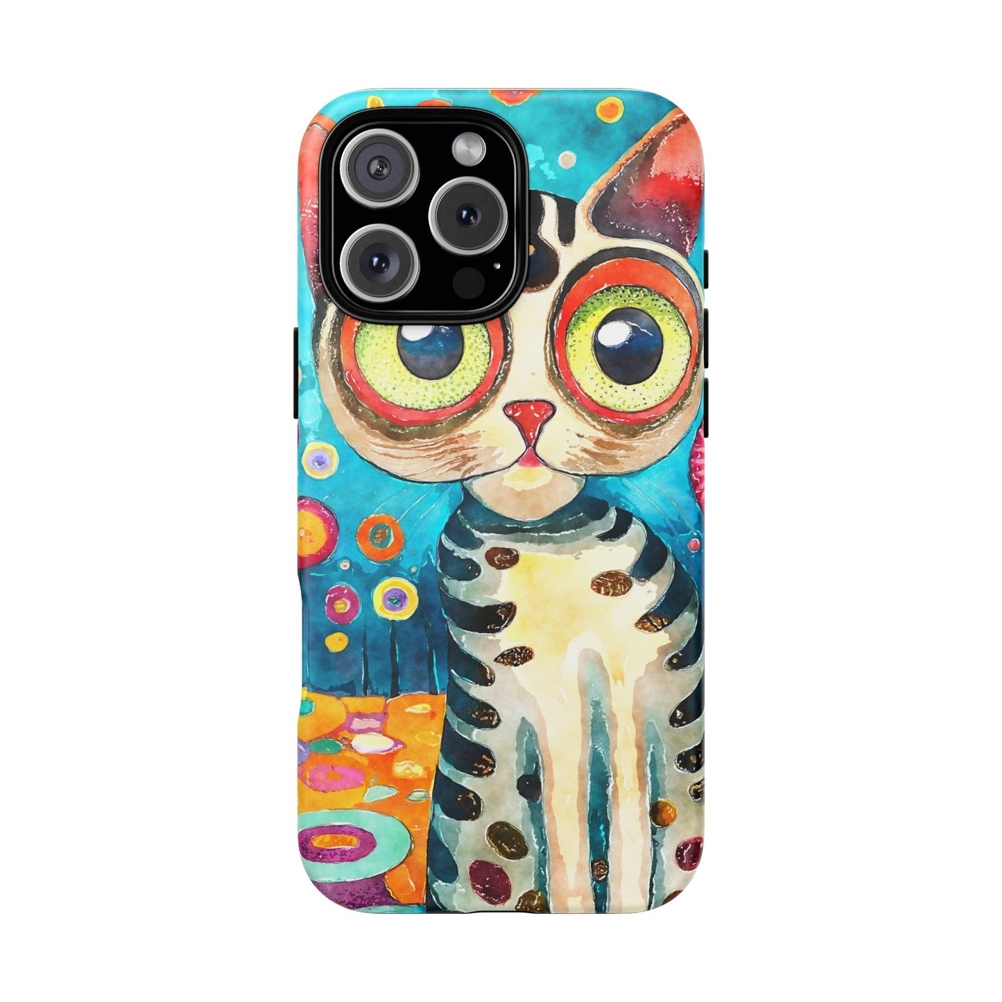 Here Kitty Kitty, Colorful Cat Phone Case - Unique Artistic Design for Cat Lovers