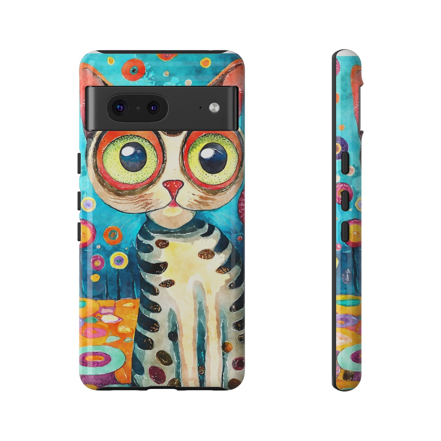 Here Kitty Kitty, Colorful Cat Phone Case - Unique Artistic Design for Cat Lovers