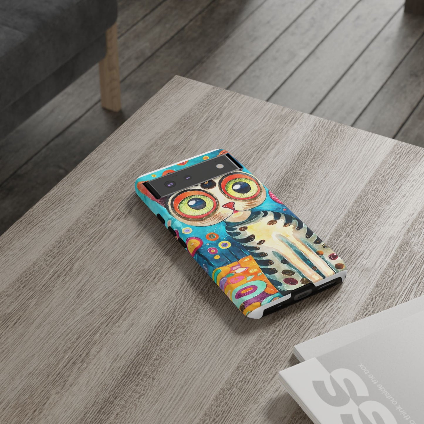 Here Kitty Kitty, Colorful Cat Phone Case - Unique Artistic Design for Cat Lovers