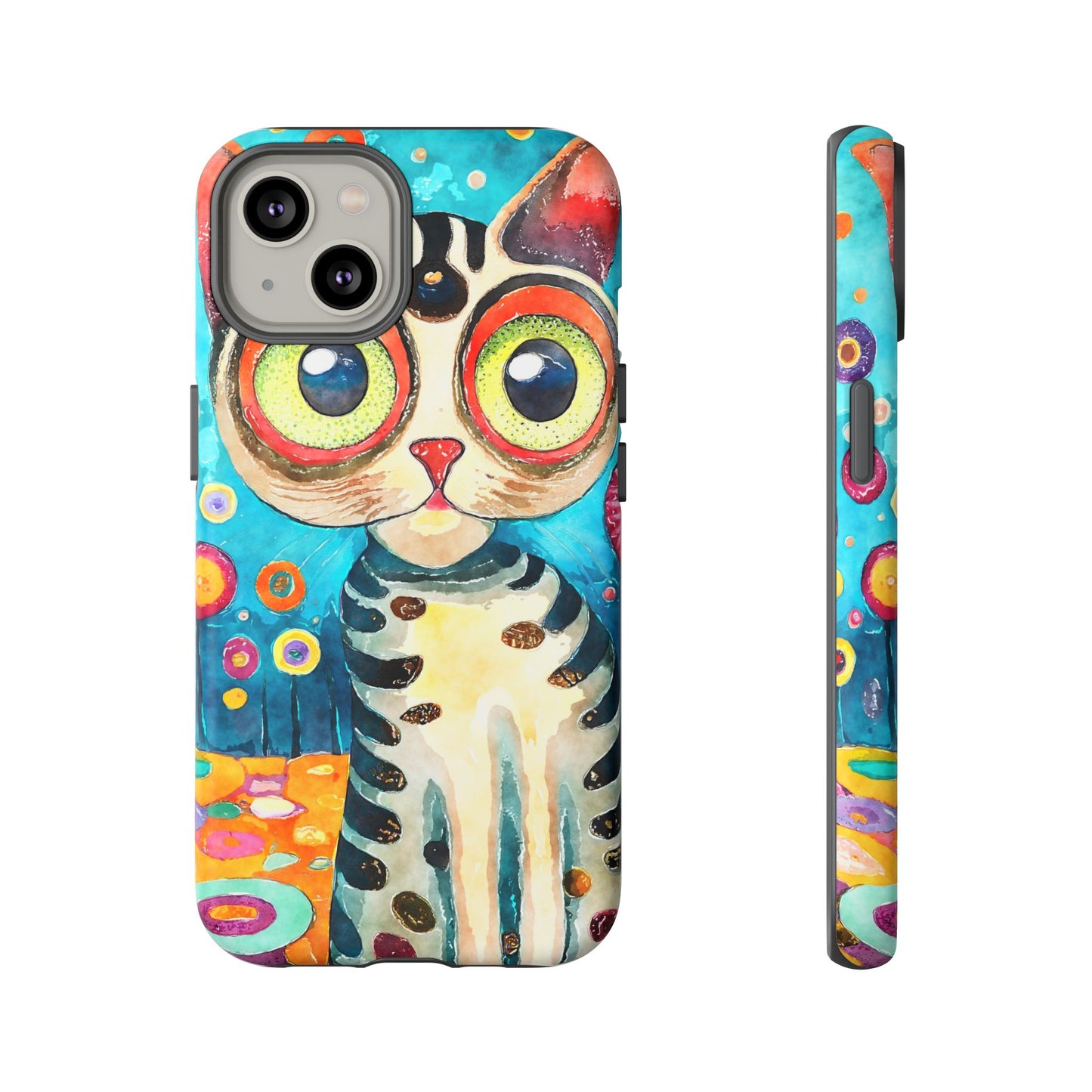 Here Kitty Kitty, Colorful Cat Phone Case - Unique Artistic Design for Cat Lovers