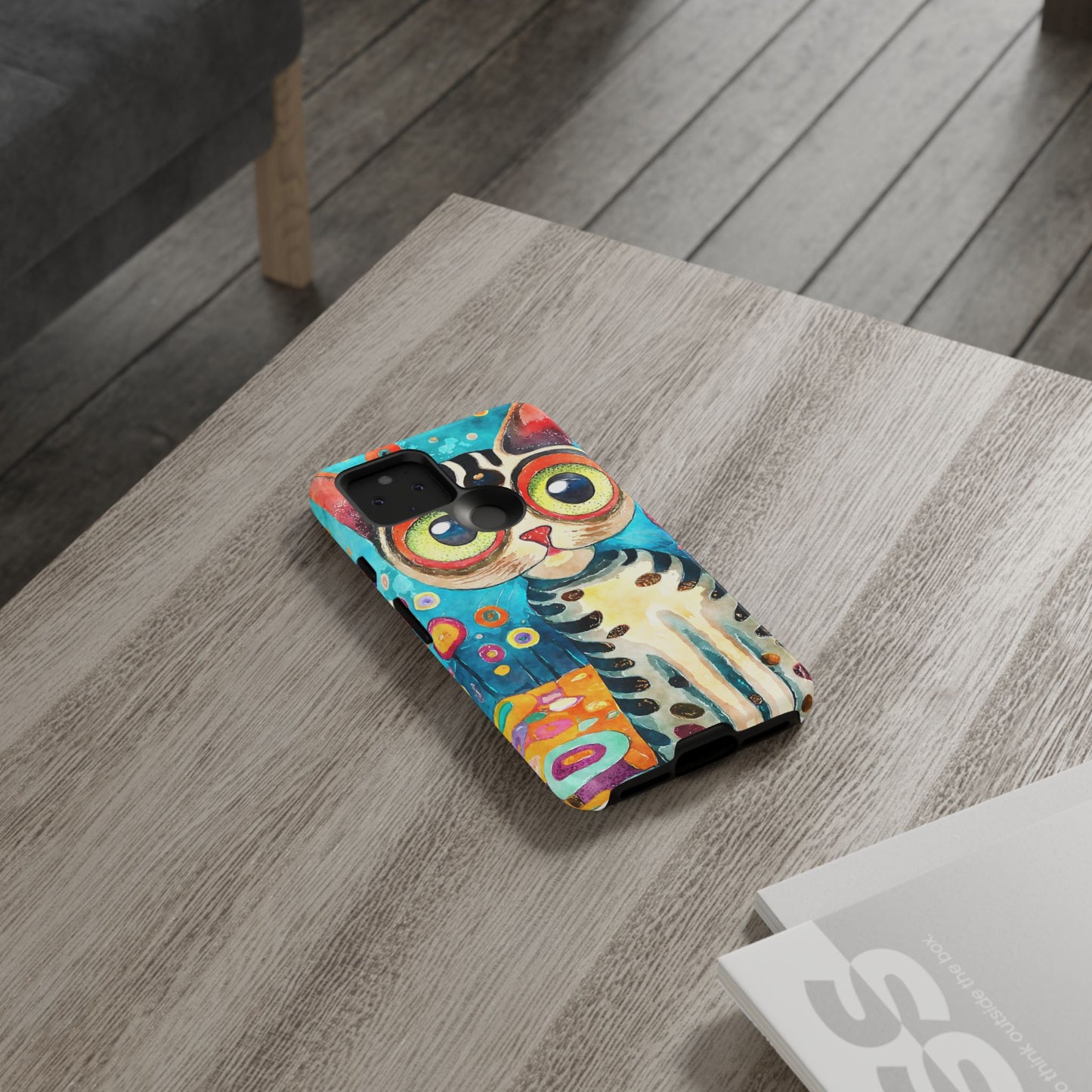 Here Kitty Kitty, Colorful Cat Phone Case - Unique Artistic Design for Cat Lovers