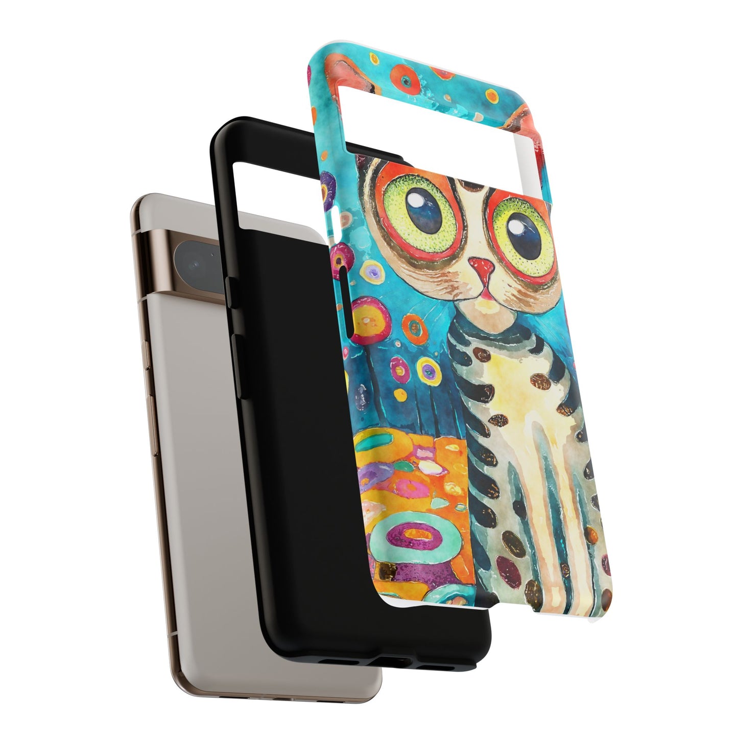 Here Kitty Kitty, Colorful Cat Phone Case - Unique Artistic Design for Cat Lovers