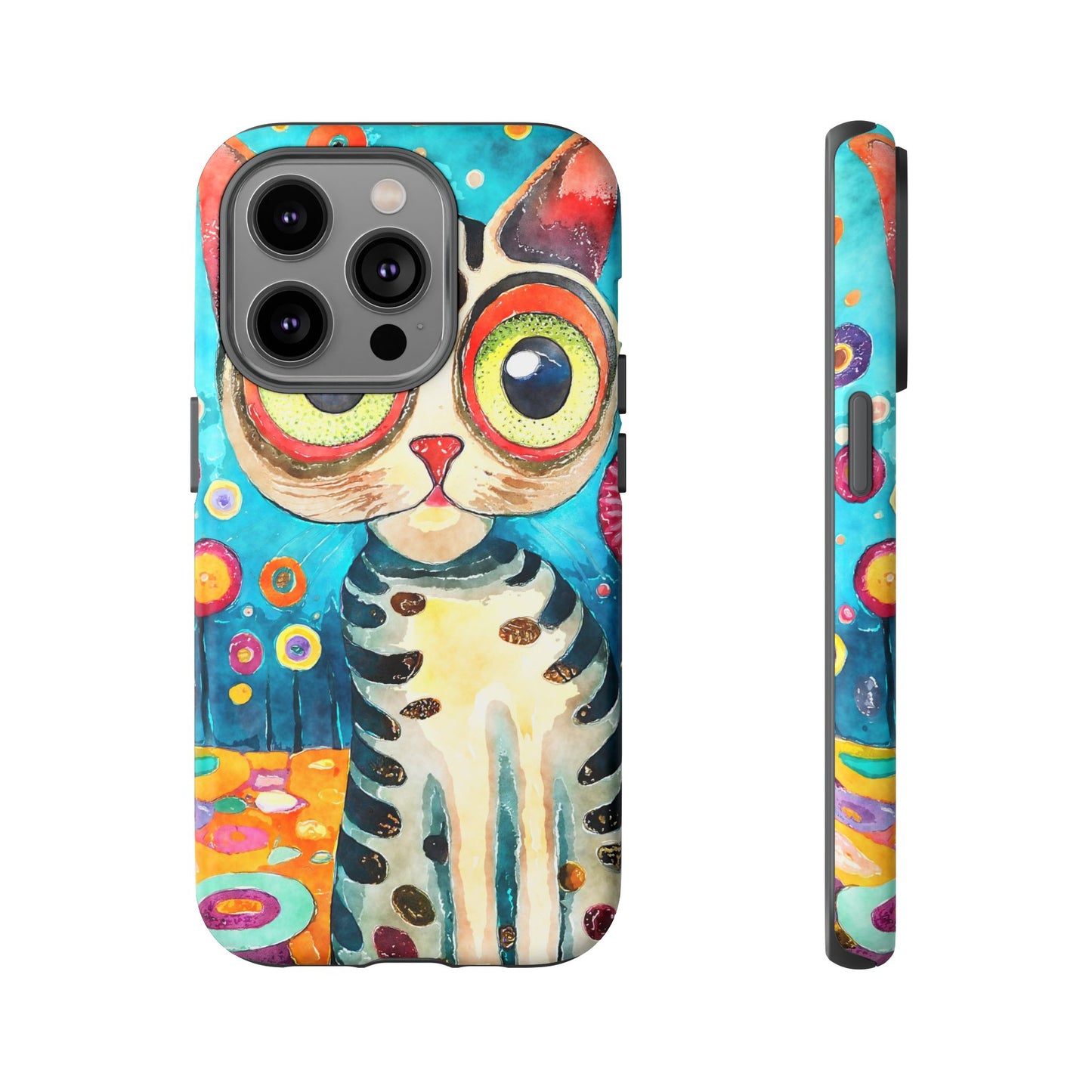 Here Kitty Kitty, Colorful Cat Phone Case - Unique Artistic Design for Cat Lovers