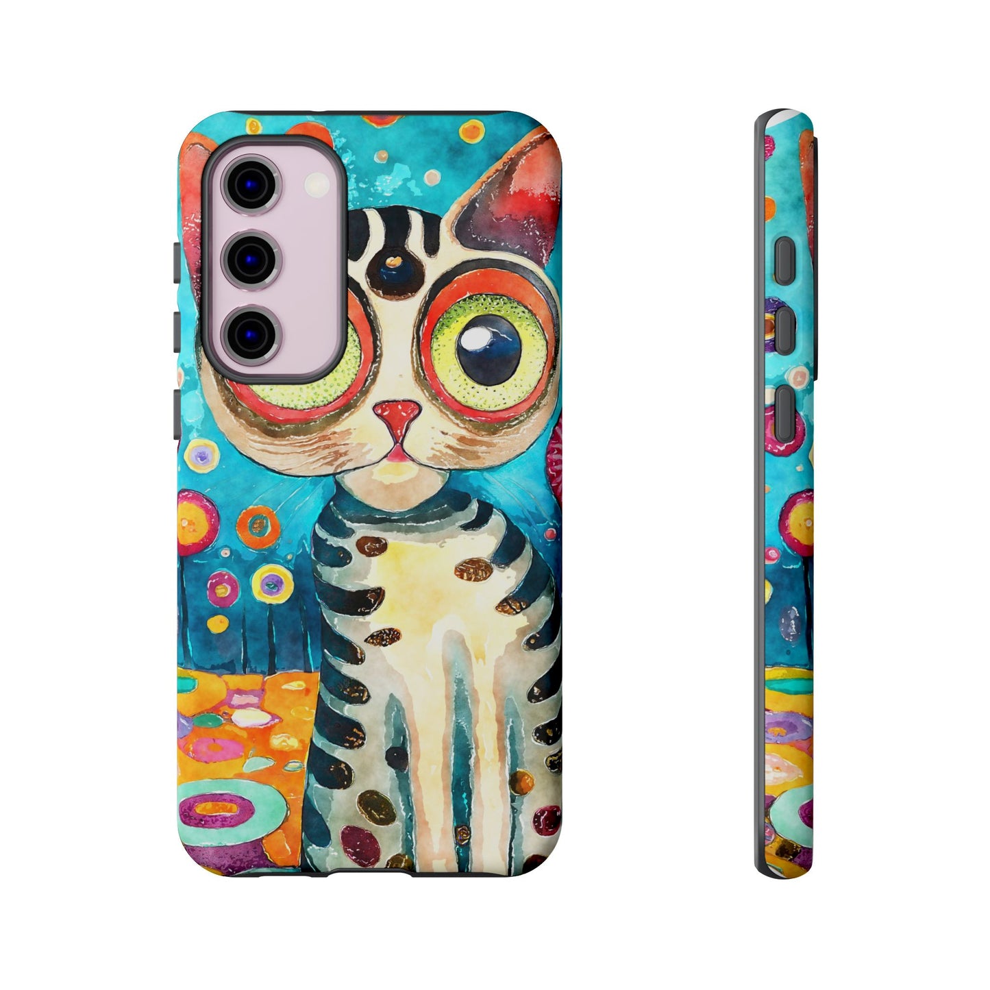 Here Kitty Kitty, Colorful Cat Phone Case - Unique Artistic Design for Cat Lovers