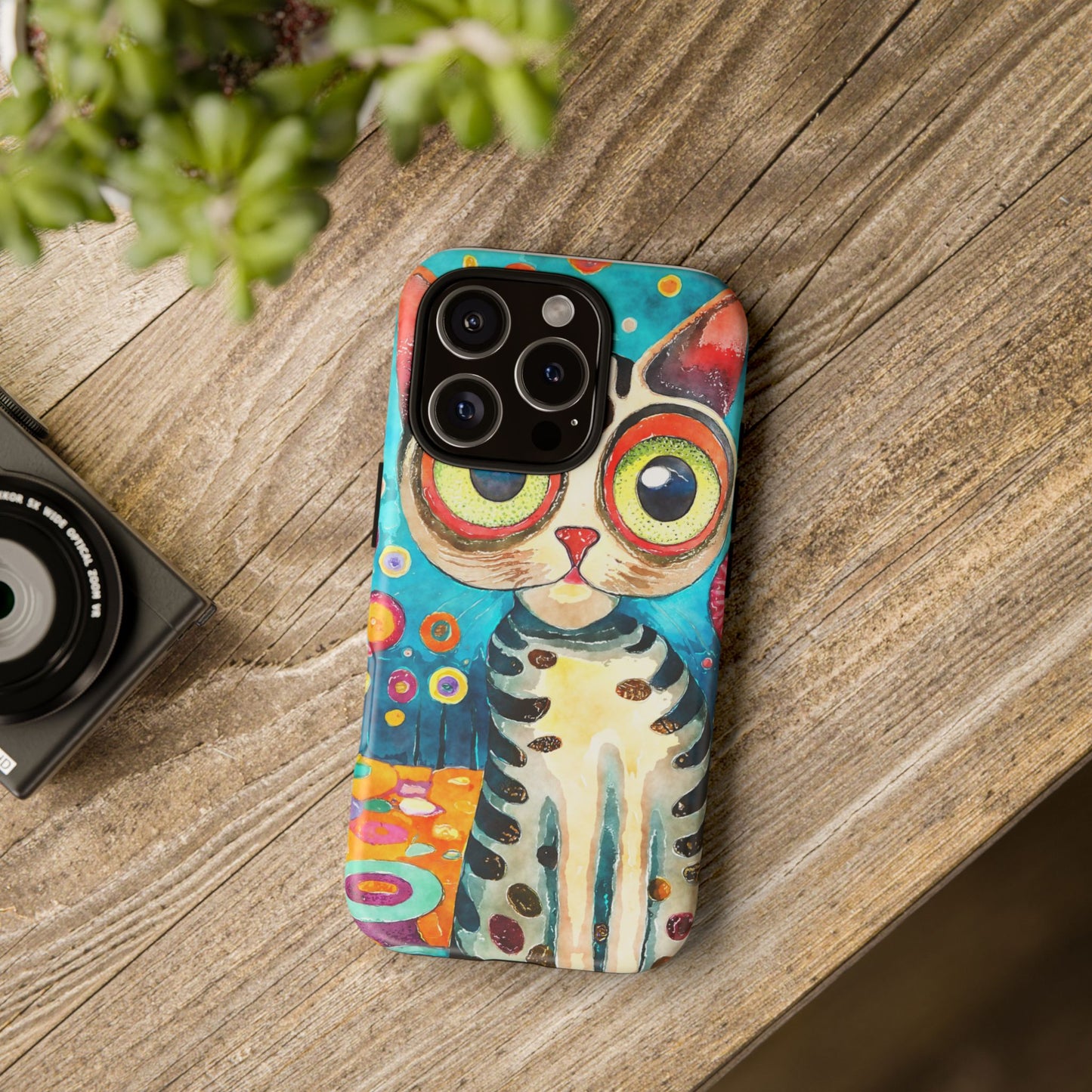 Here Kitty Kitty, Colorful Cat Phone Case - Unique Artistic Design for Cat Lovers