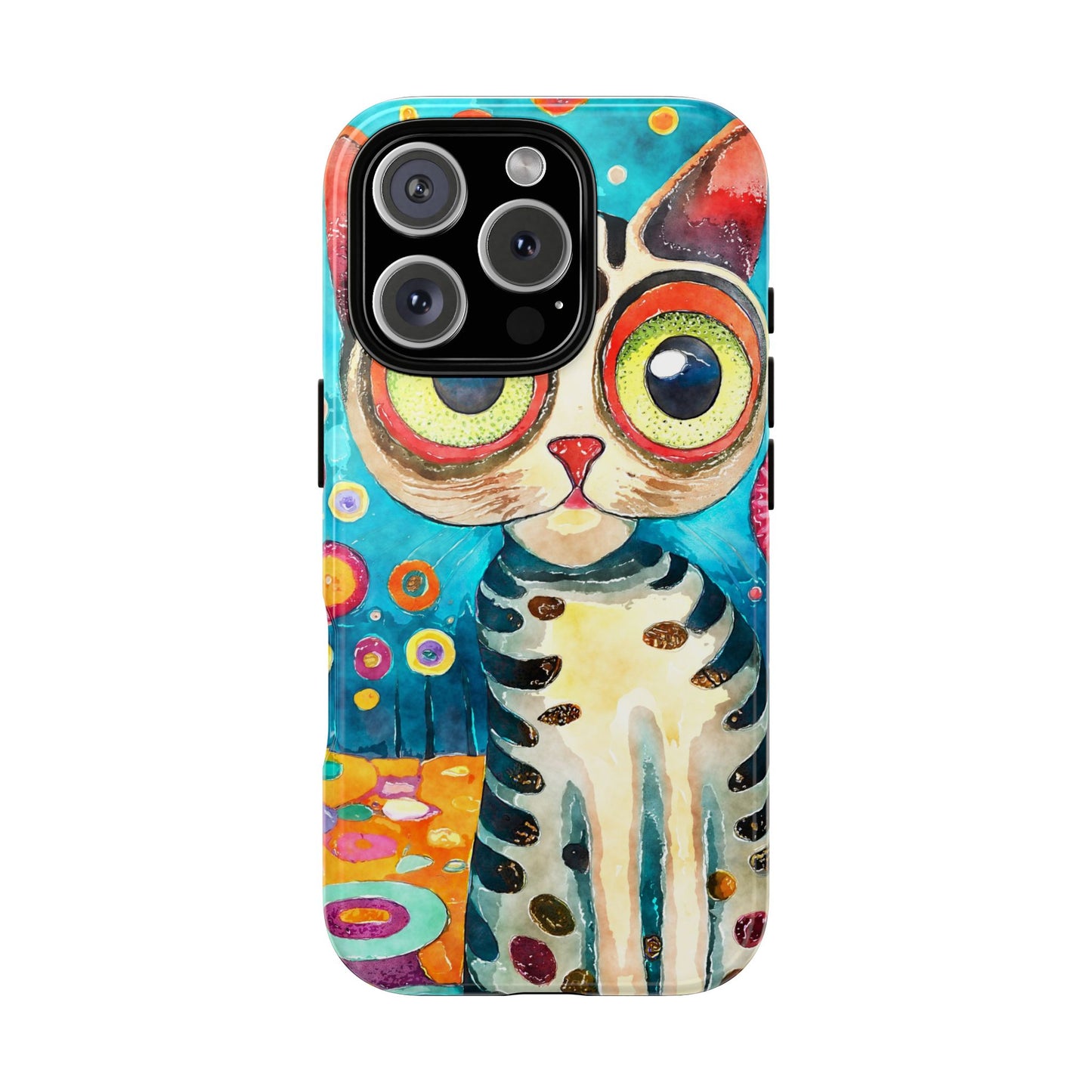 Here Kitty Kitty, Colorful Cat Phone Case - Unique Artistic Design for Cat Lovers