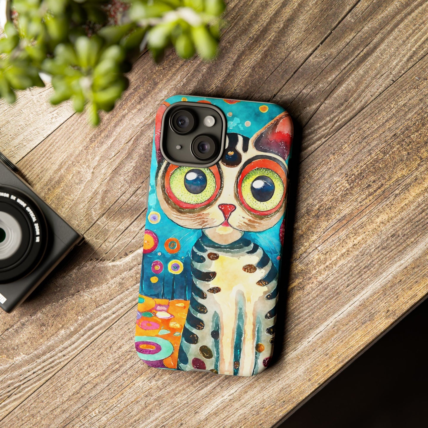 Here Kitty Kitty, Colorful Cat Phone Case - Unique Artistic Design for Cat Lovers