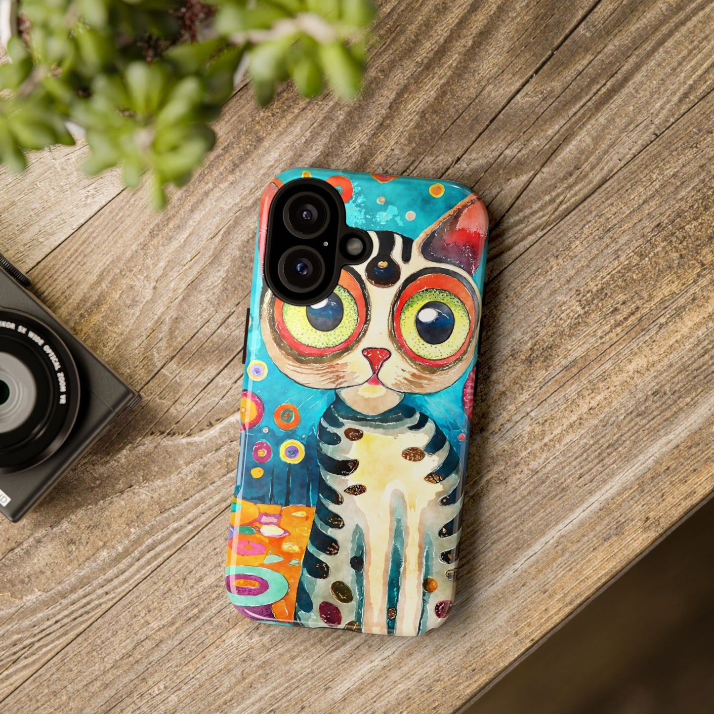 Here Kitty Kitty, Colorful Cat Phone Case - Unique Artistic Design for Cat Lovers