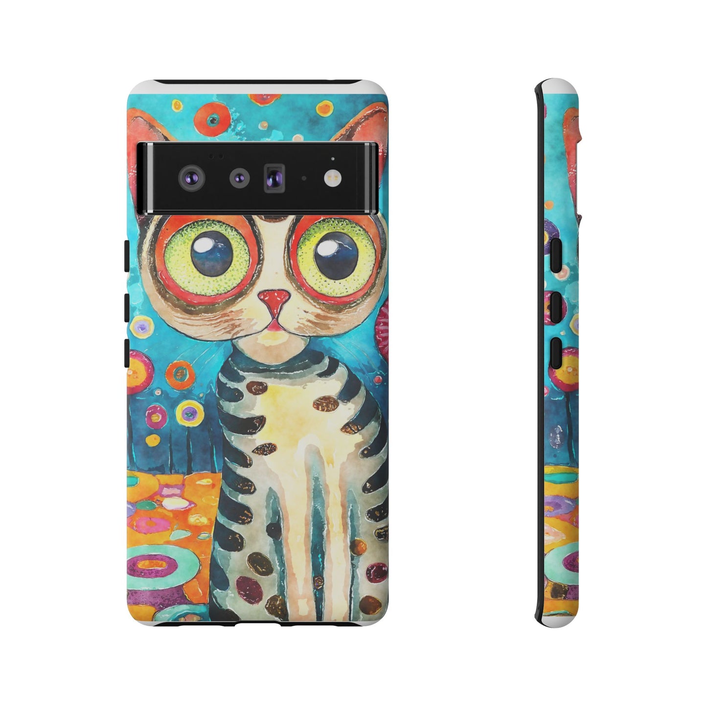 Here Kitty Kitty, Colorful Cat Phone Case - Unique Artistic Design for Cat Lovers