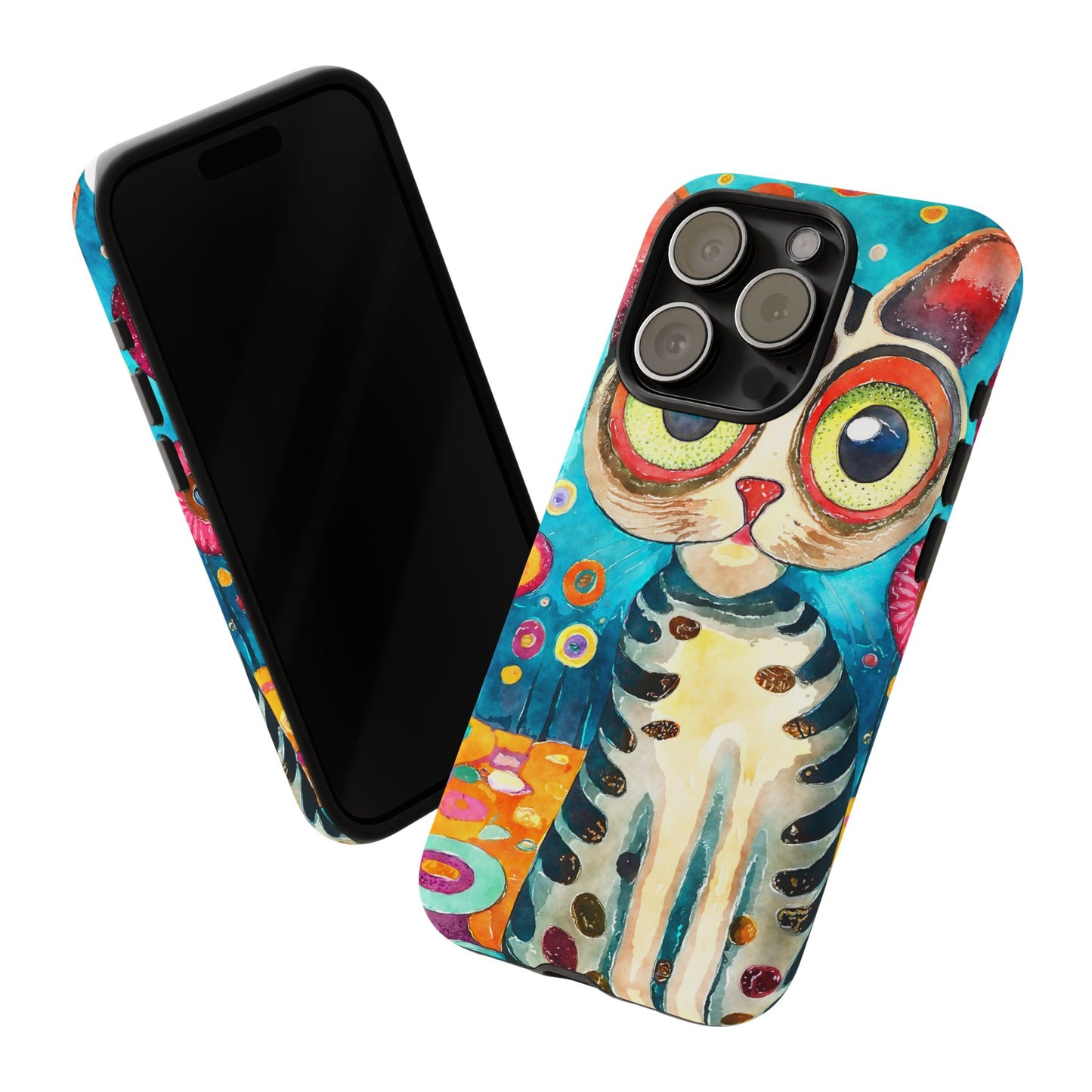 Here Kitty Kitty, Colorful Cat Phone Case - Unique Artistic Design for Cat Lovers