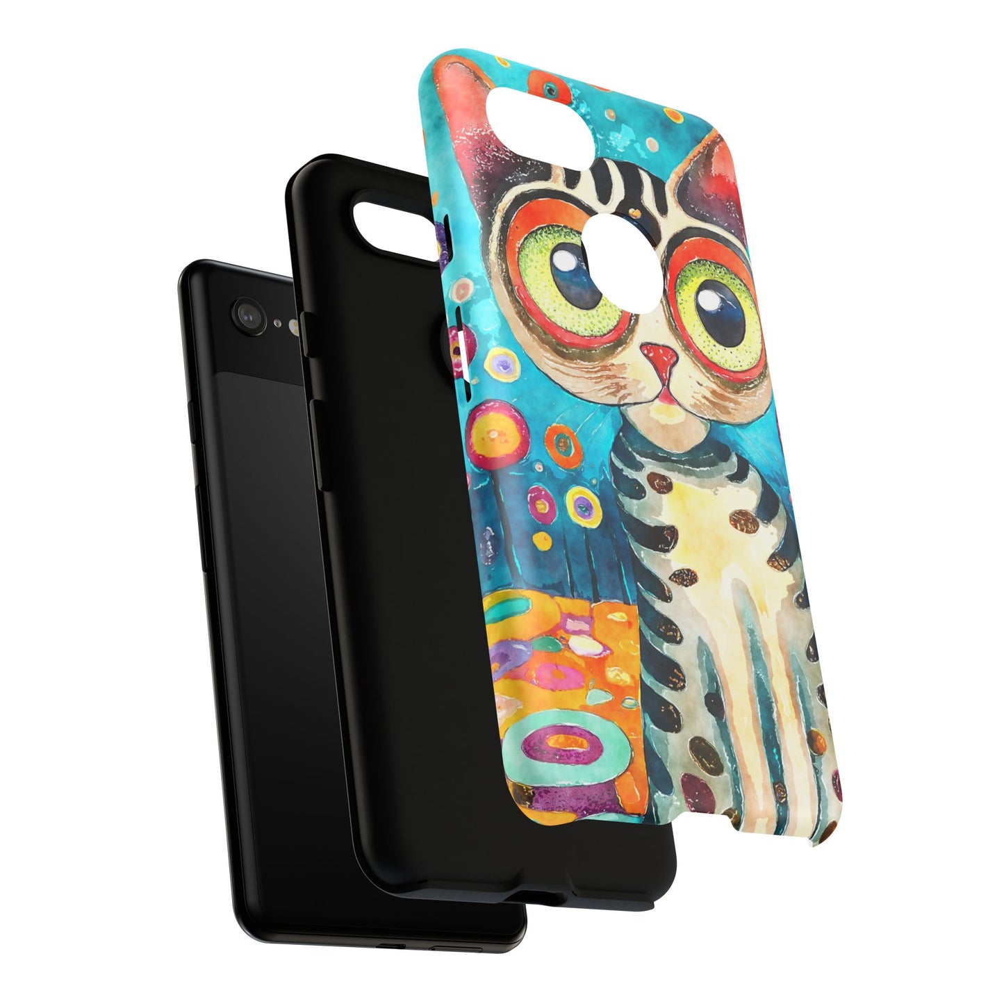 Here Kitty Kitty, Colorful Cat Phone Case - Unique Artistic Design for Cat Lovers