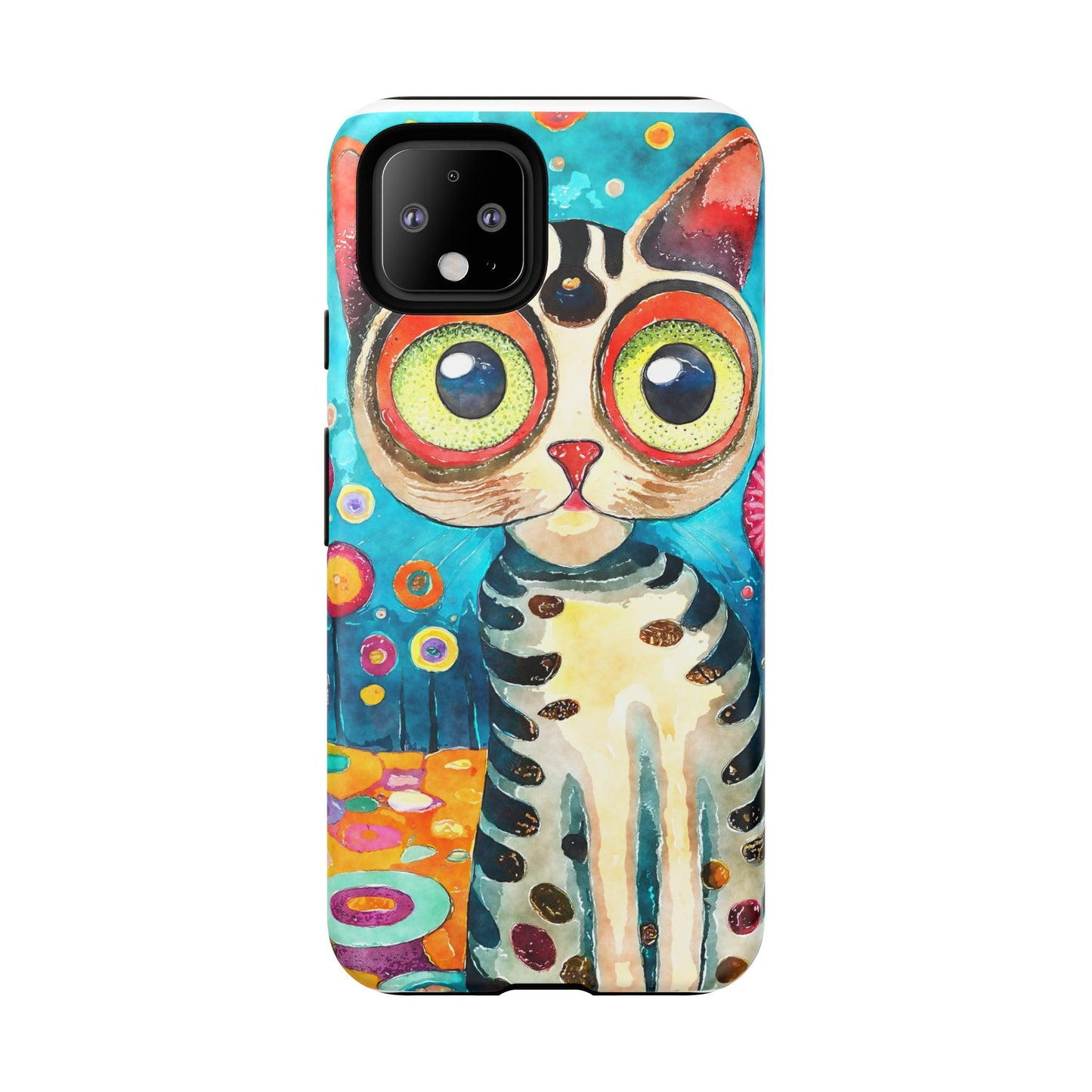 Here Kitty Kitty, Colorful Cat Phone Case - Unique Artistic Design for Cat Lovers