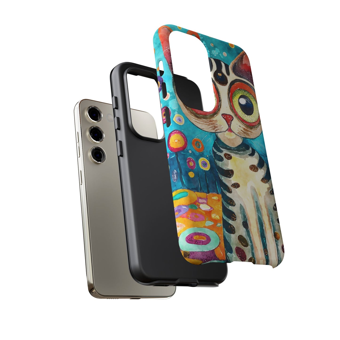 Here Kitty Kitty, Colorful Cat Phone Case - Unique Artistic Design for Cat Lovers