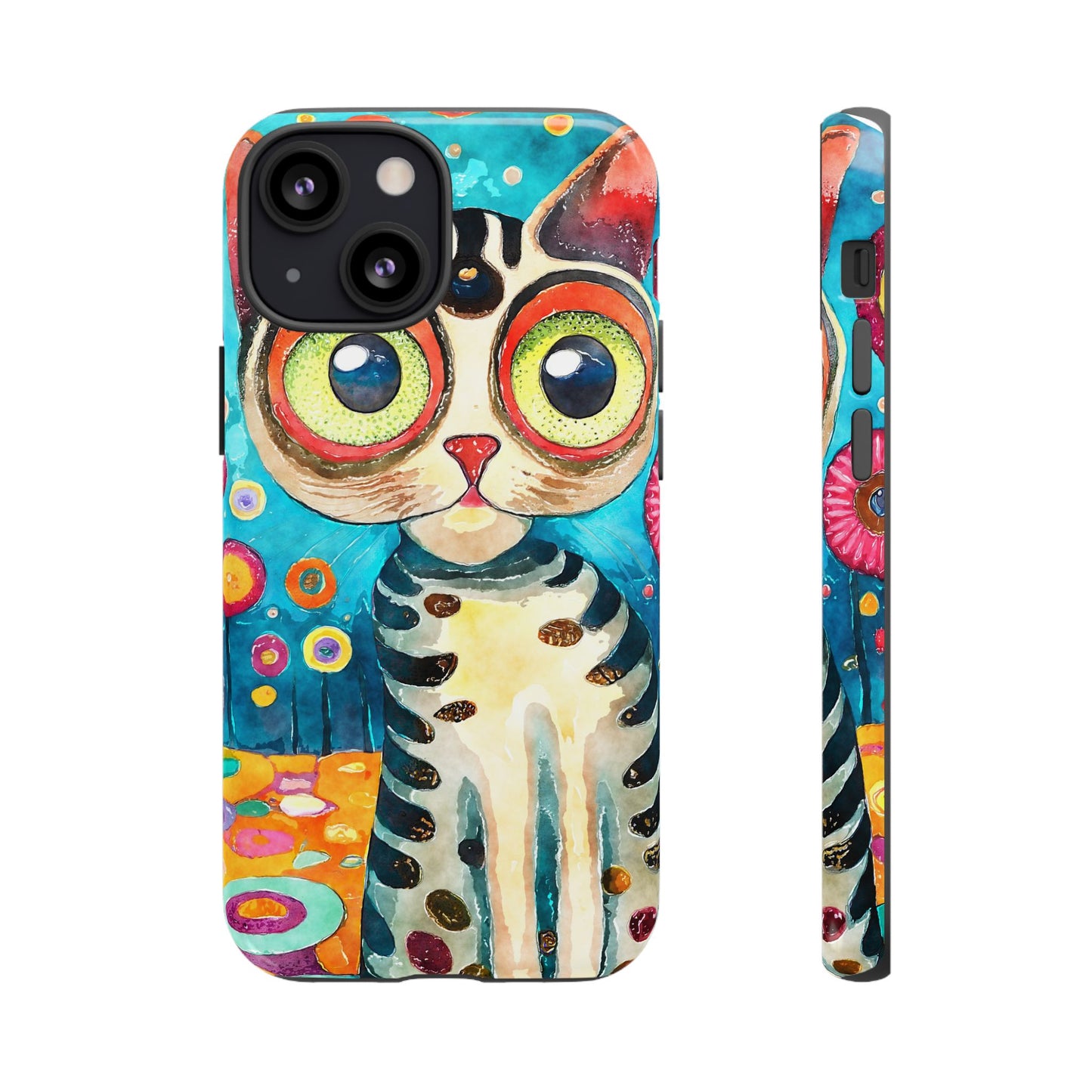 Here Kitty Kitty, Colorful Cat Phone Case - Unique Artistic Design for Cat Lovers