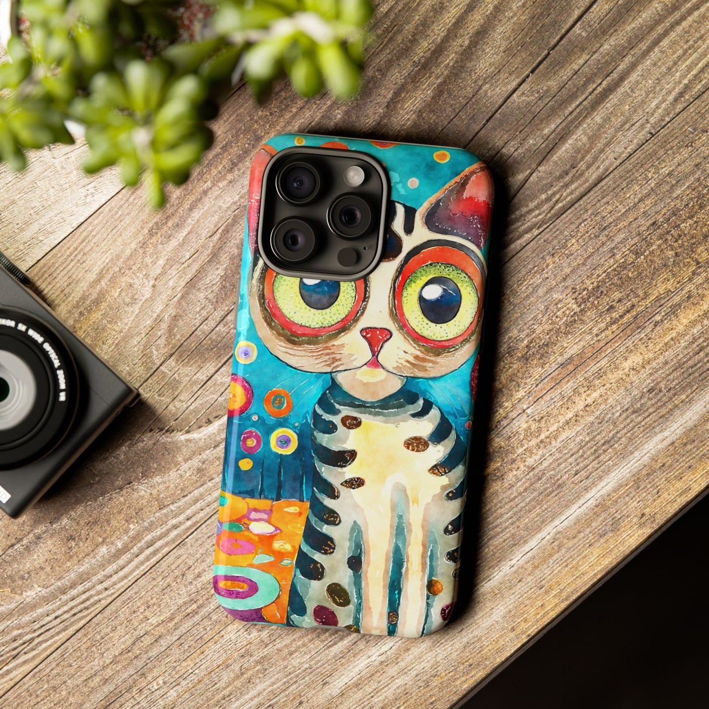 Here Kitty Kitty, Colorful Cat Phone Case - Unique Artistic Design for Cat Lovers