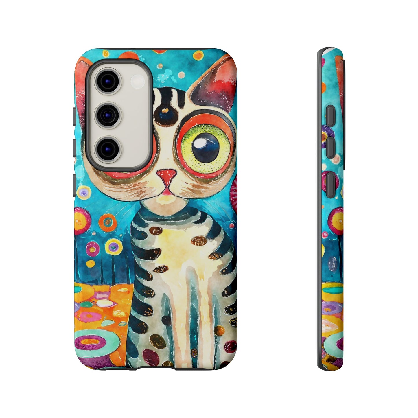 Here Kitty Kitty, Colorful Cat Phone Case - Unique Artistic Design for Cat Lovers