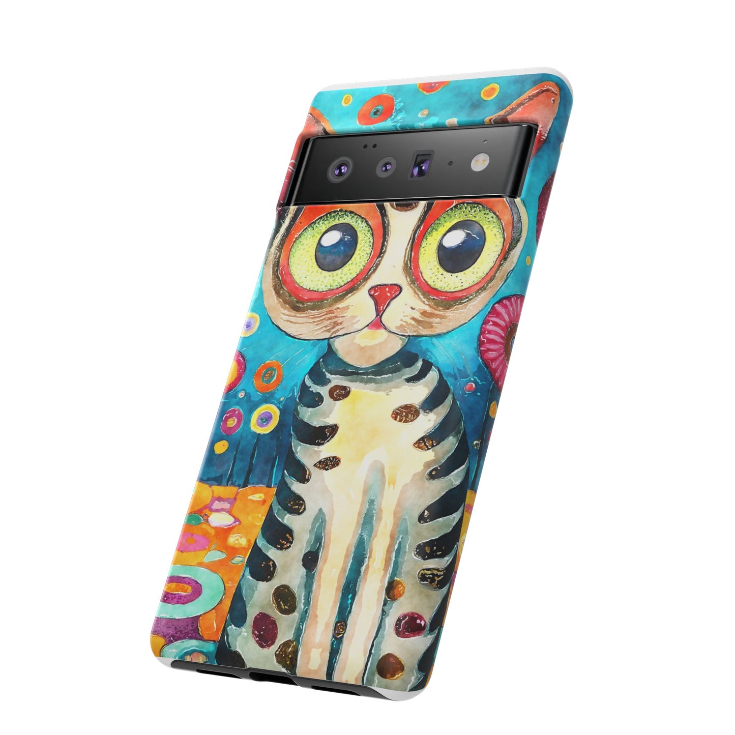 Here Kitty Kitty, Colorful Cat Phone Case - Unique Artistic Design for Cat Lovers