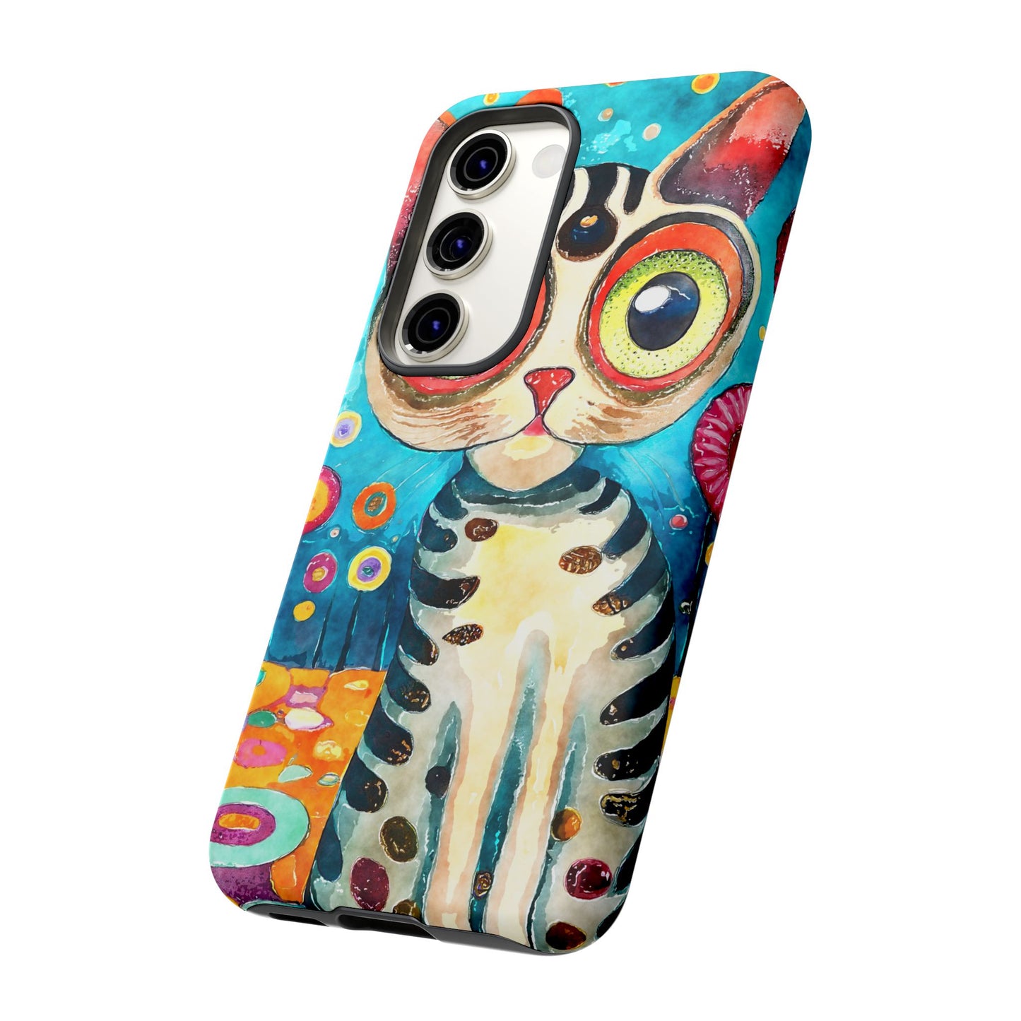 Here Kitty Kitty, Colorful Cat Phone Case - Unique Artistic Design for Cat Lovers