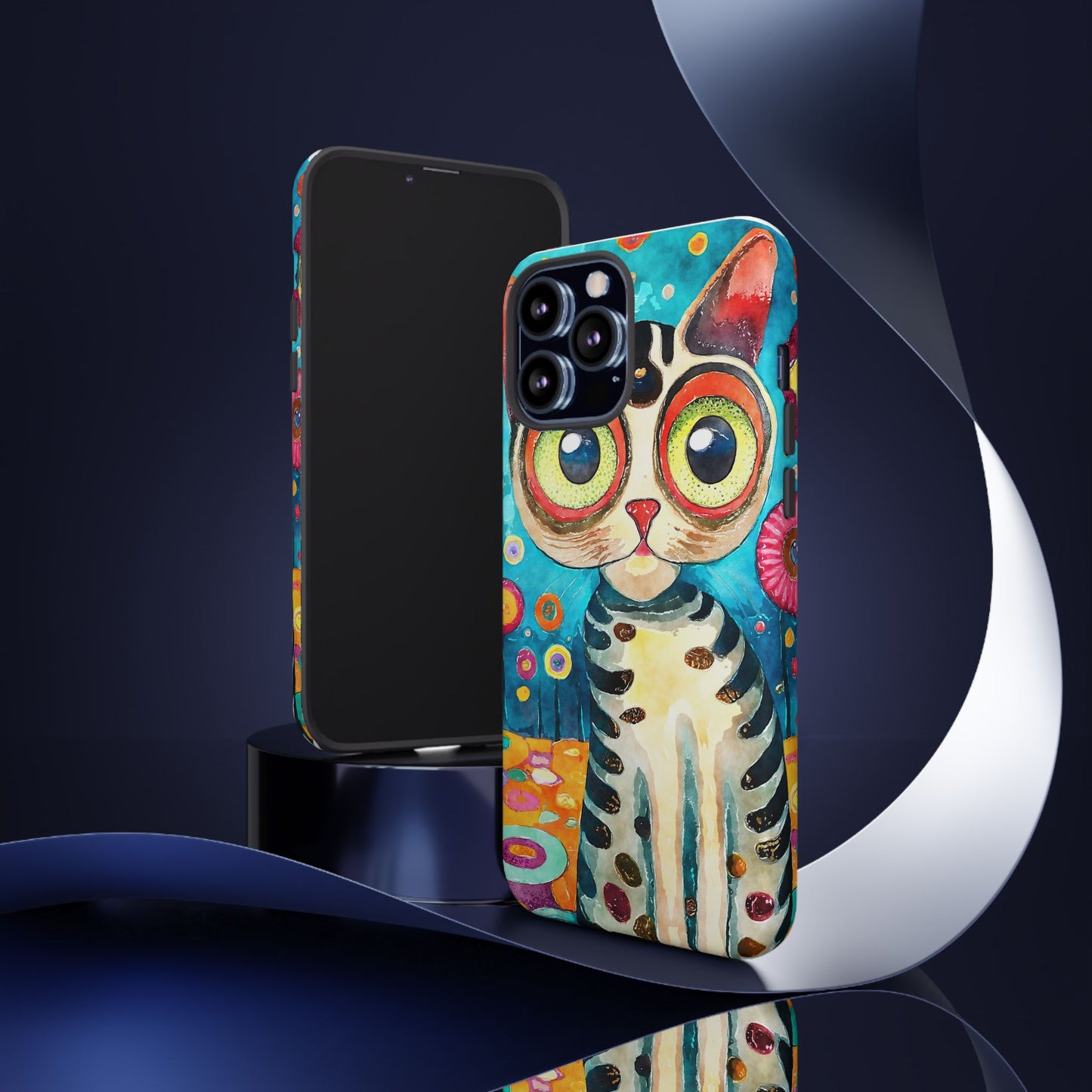 Here Kitty Kitty, Colorful Cat Phone Case - Unique Artistic Design for Cat Lovers