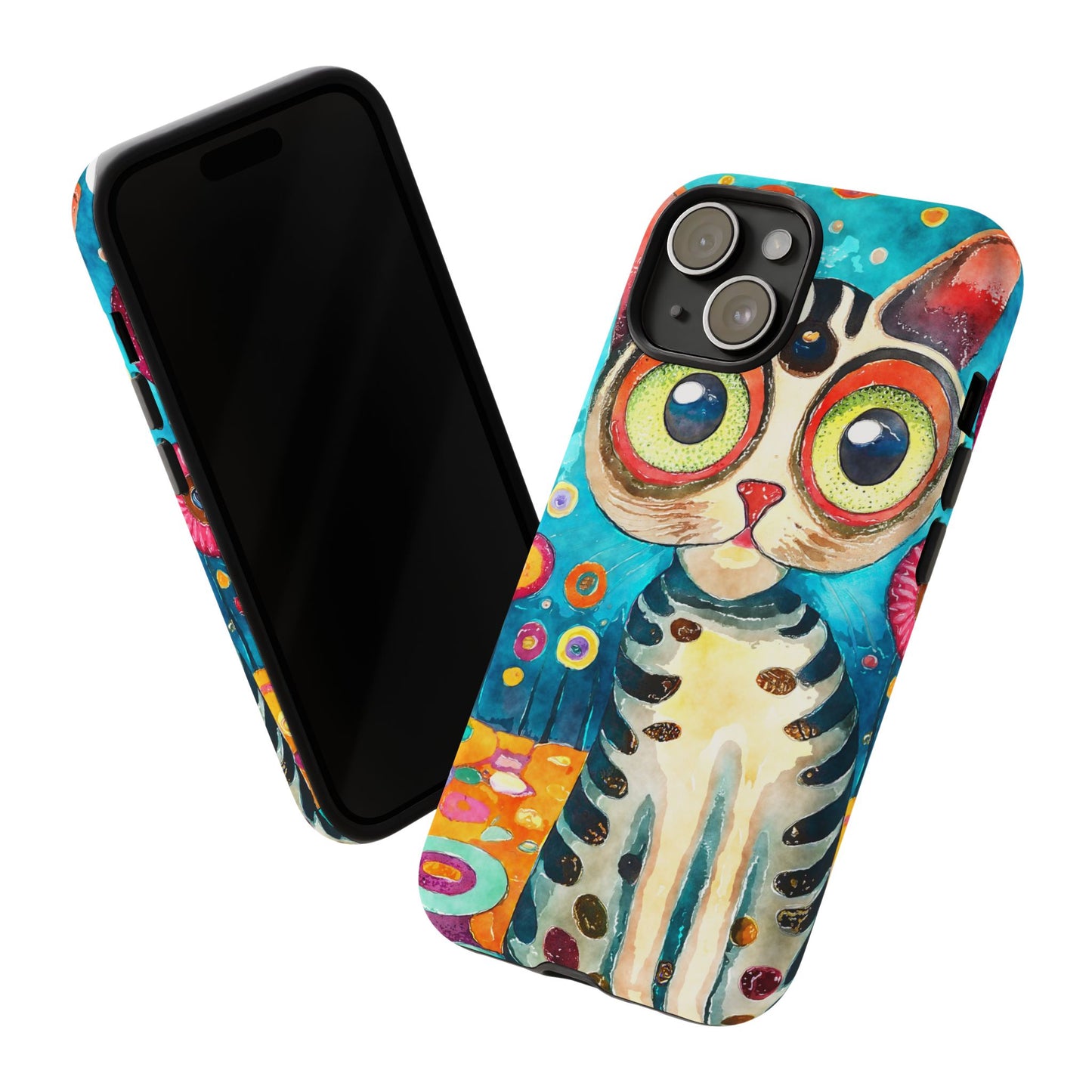 Here Kitty Kitty, Colorful Cat Phone Case - Unique Artistic Design for Cat Lovers