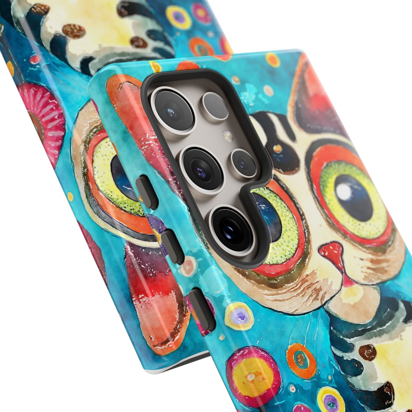 Here Kitty Kitty, Colorful Cat Phone Case - Unique Artistic Design for Cat Lovers