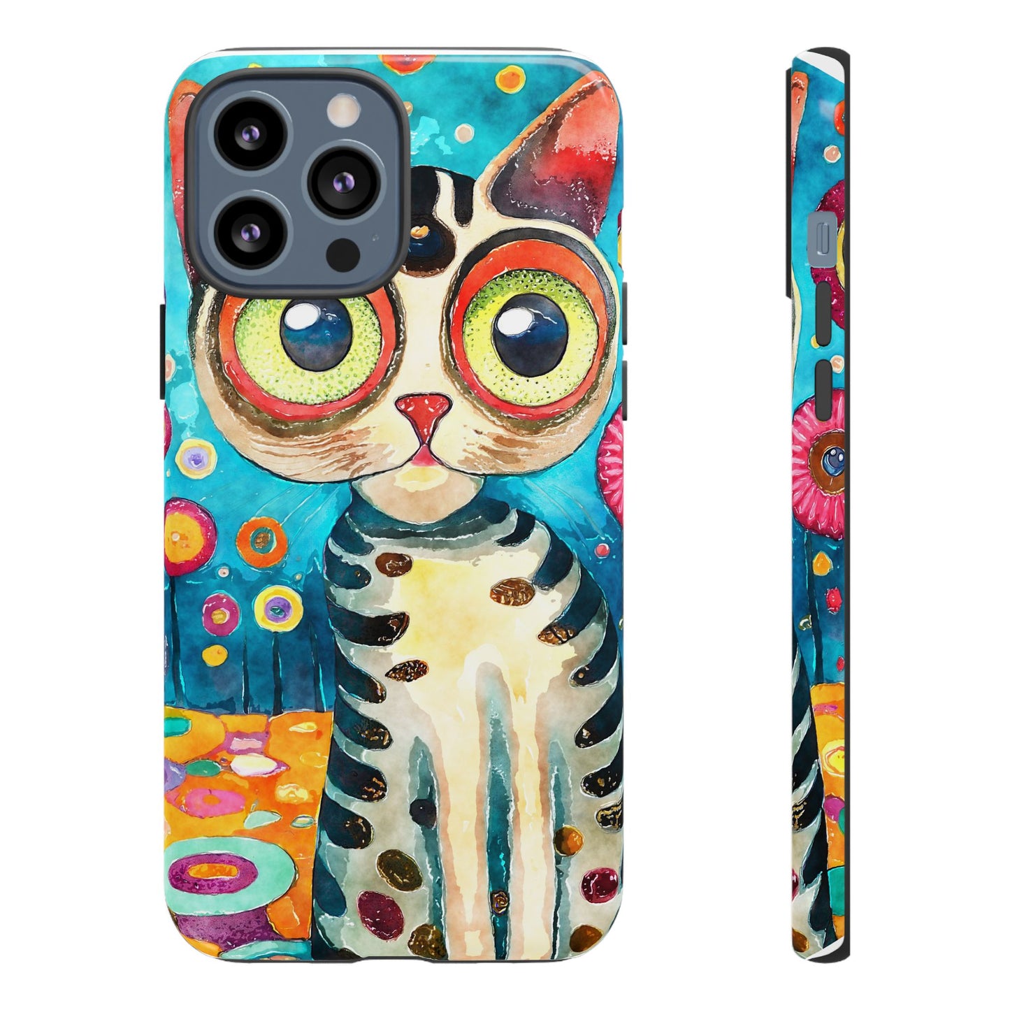 Here Kitty Kitty, Colorful Cat Phone Case - Unique Artistic Design for Cat Lovers