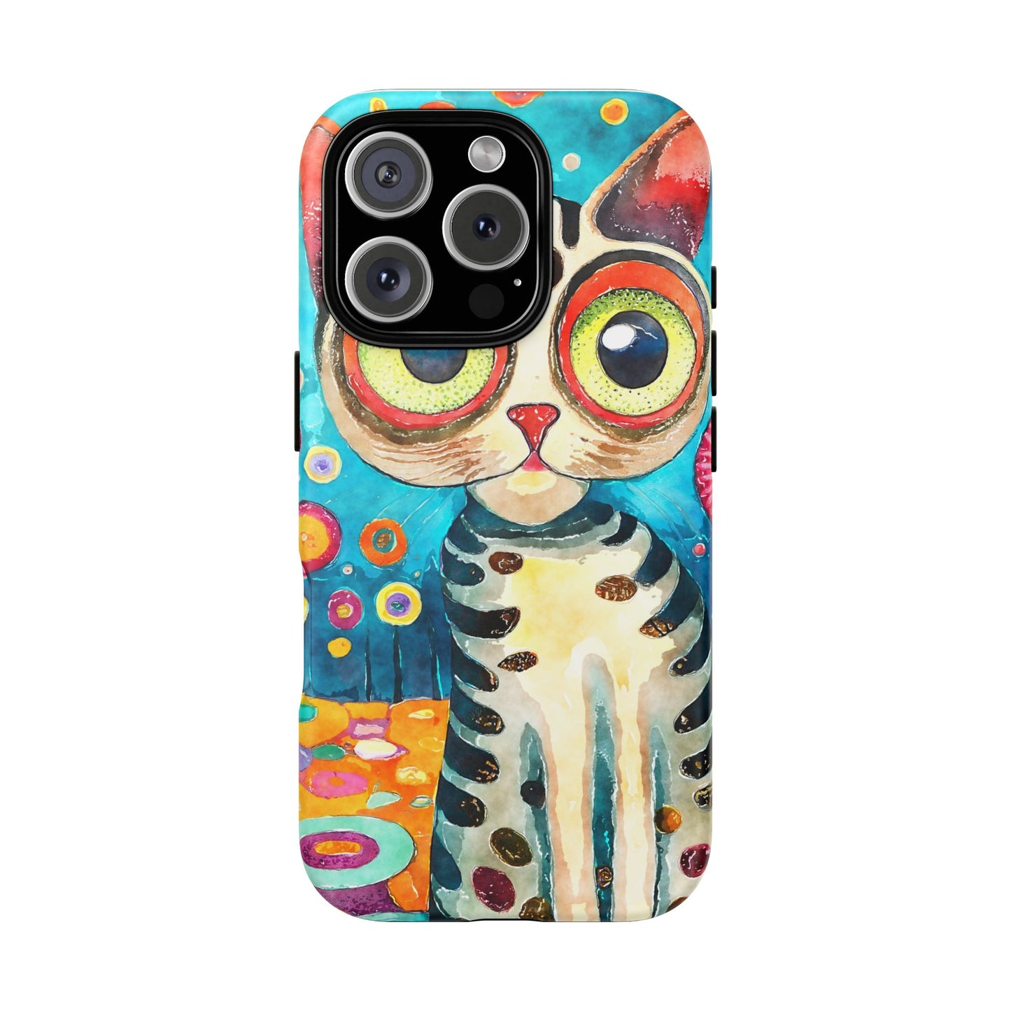 Here Kitty Kitty, Colorful Cat Phone Case - Unique Artistic Design for Cat Lovers