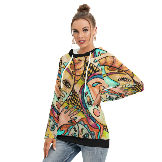 Lady Face All-Over Print Women's Hoodie with Double Hood