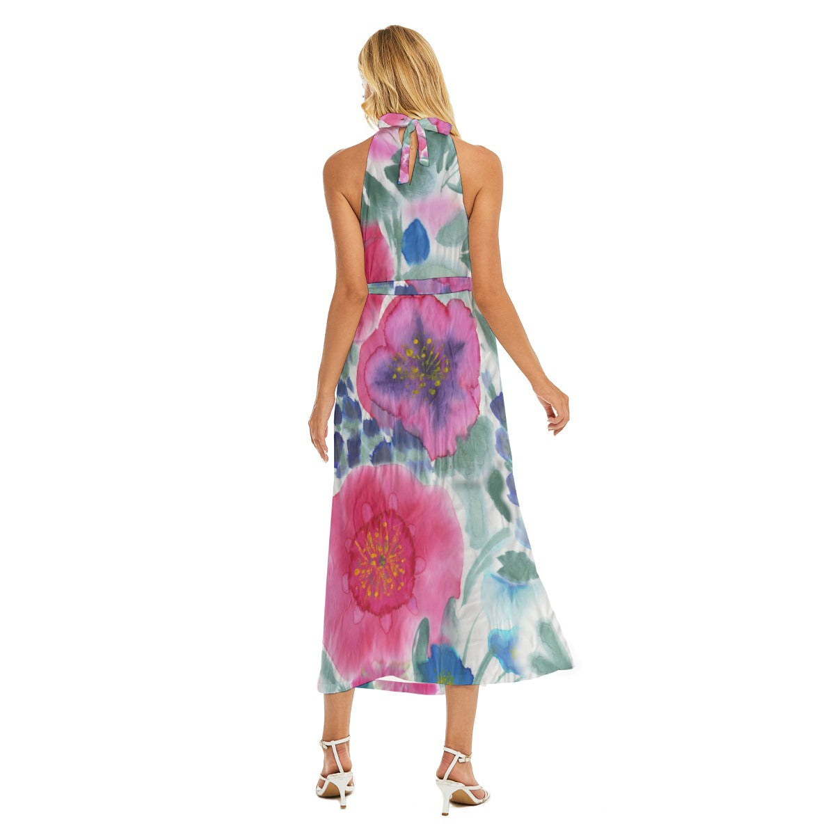 Beautiful Bloom Women's Wrap Belted Halter Dress [FREE SHIPPING]