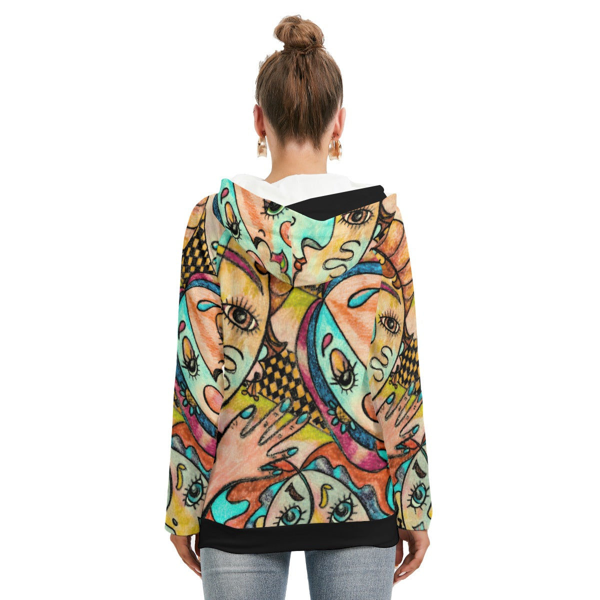 Lady Face All-Over Print Women's Hoodie with Double Hood