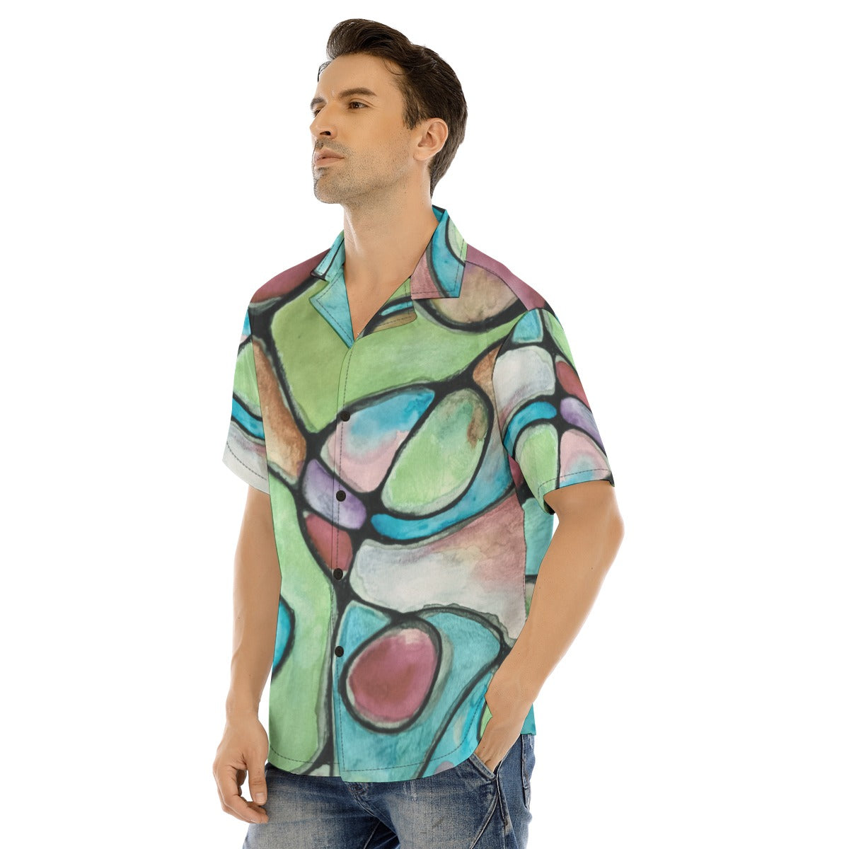 Groovy Green Men's Short Sleeve Button-down Shirt