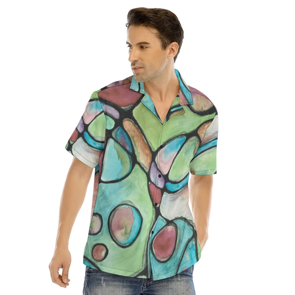 Groovy Green Men's Short Sleeve Button-down Shirt