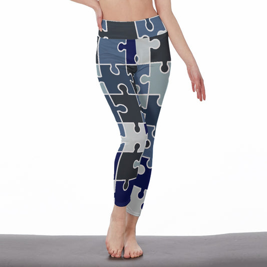 Puzzled All-Over Print Women's High Waist Leggings | Side Stitch Closure | XS-5XL | XS-5XL