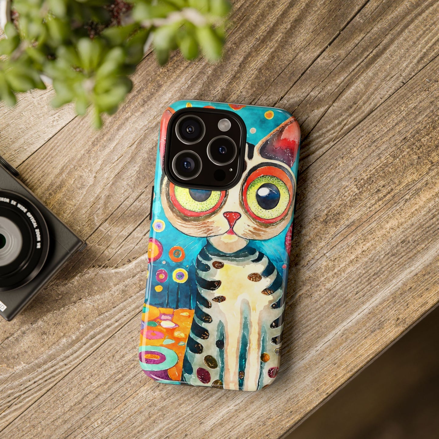 Here Kitty Kitty, Colorful Cat Phone Case - Unique Artistic Design for Cat Lovers