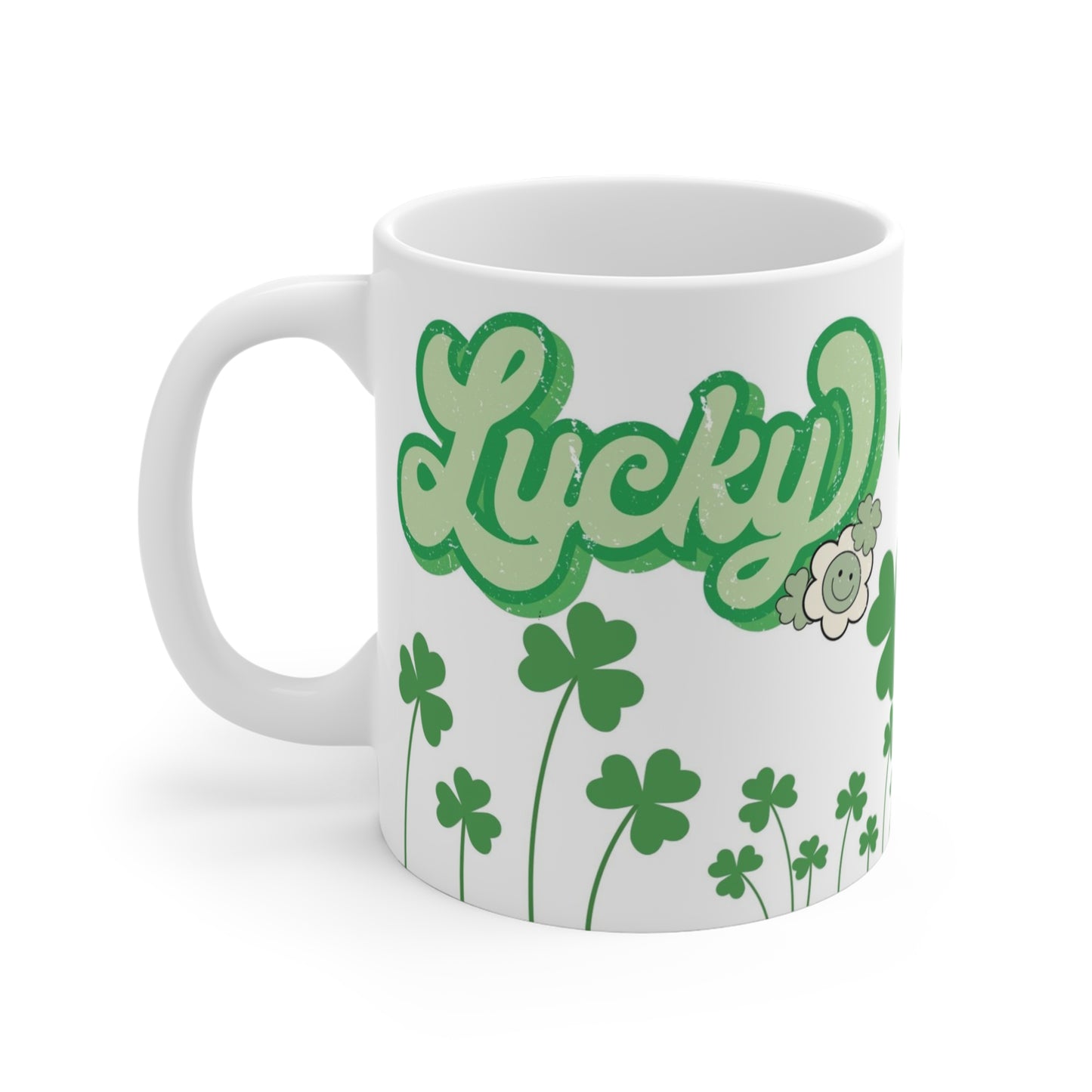 Lucky Leprechaun, Custom Clover Ceramic Mug 11oz