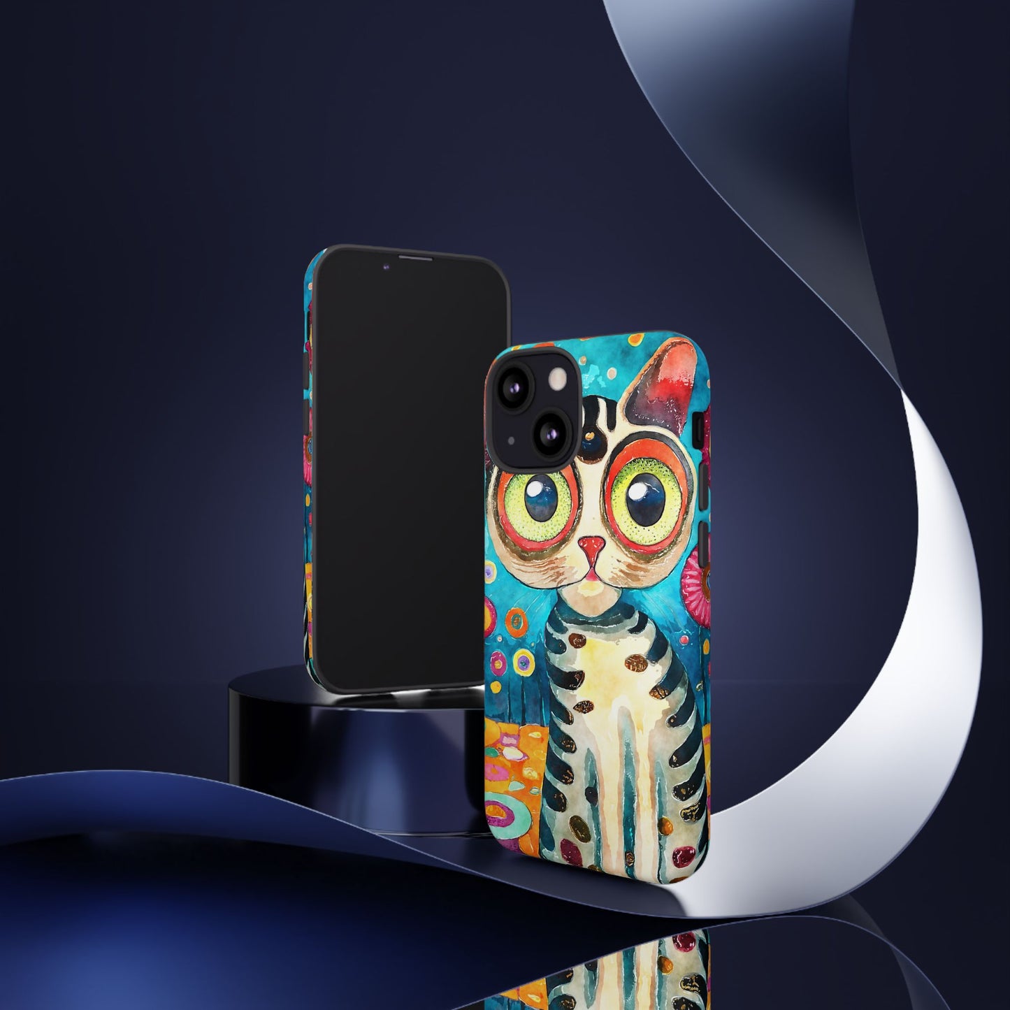 Here Kitty Kitty, Colorful Cat Phone Case - Unique Artistic Design for Cat Lovers